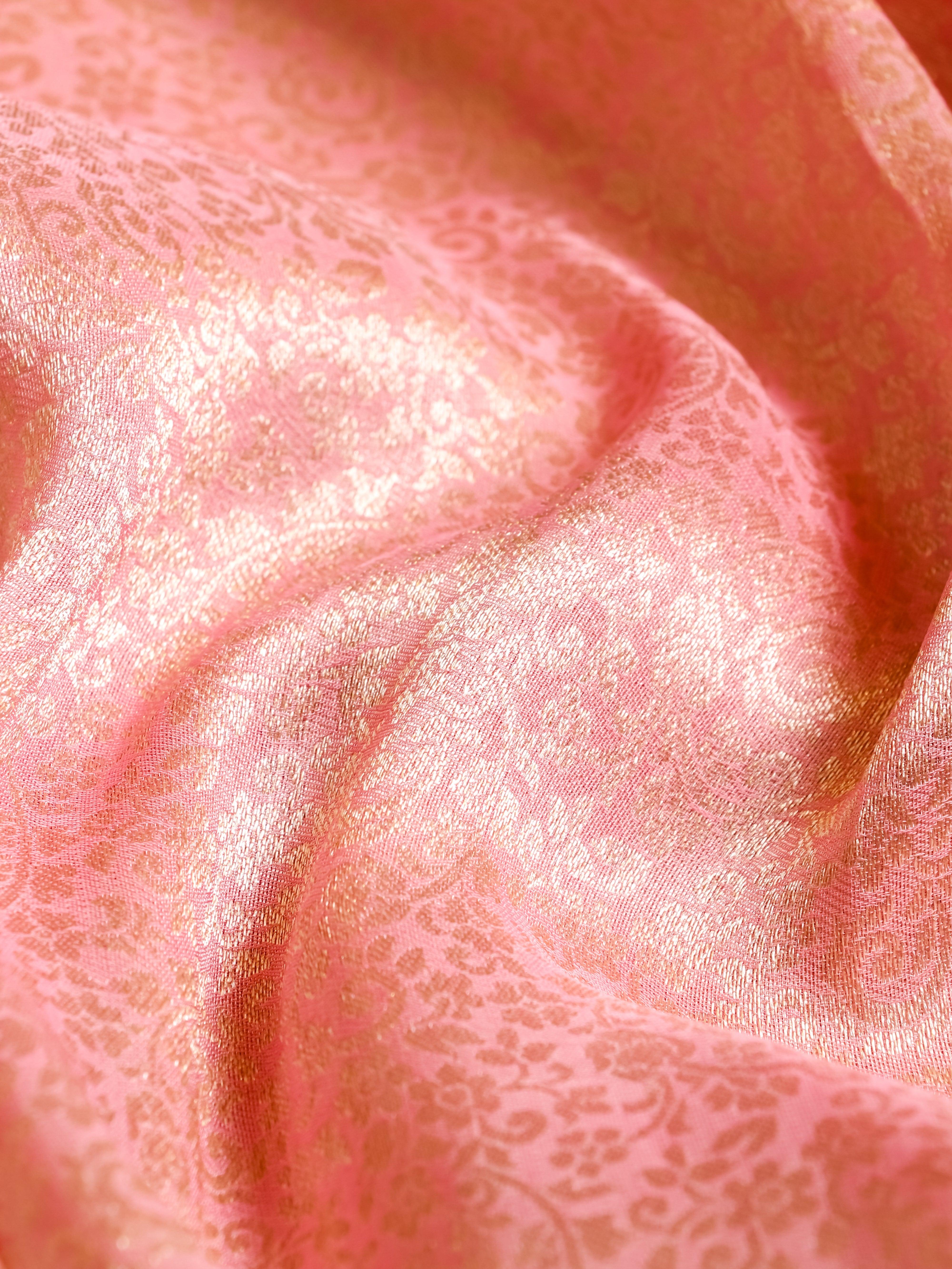 Designer Baby Pink Katan Soft Silk Saree - Sumangal Ekam