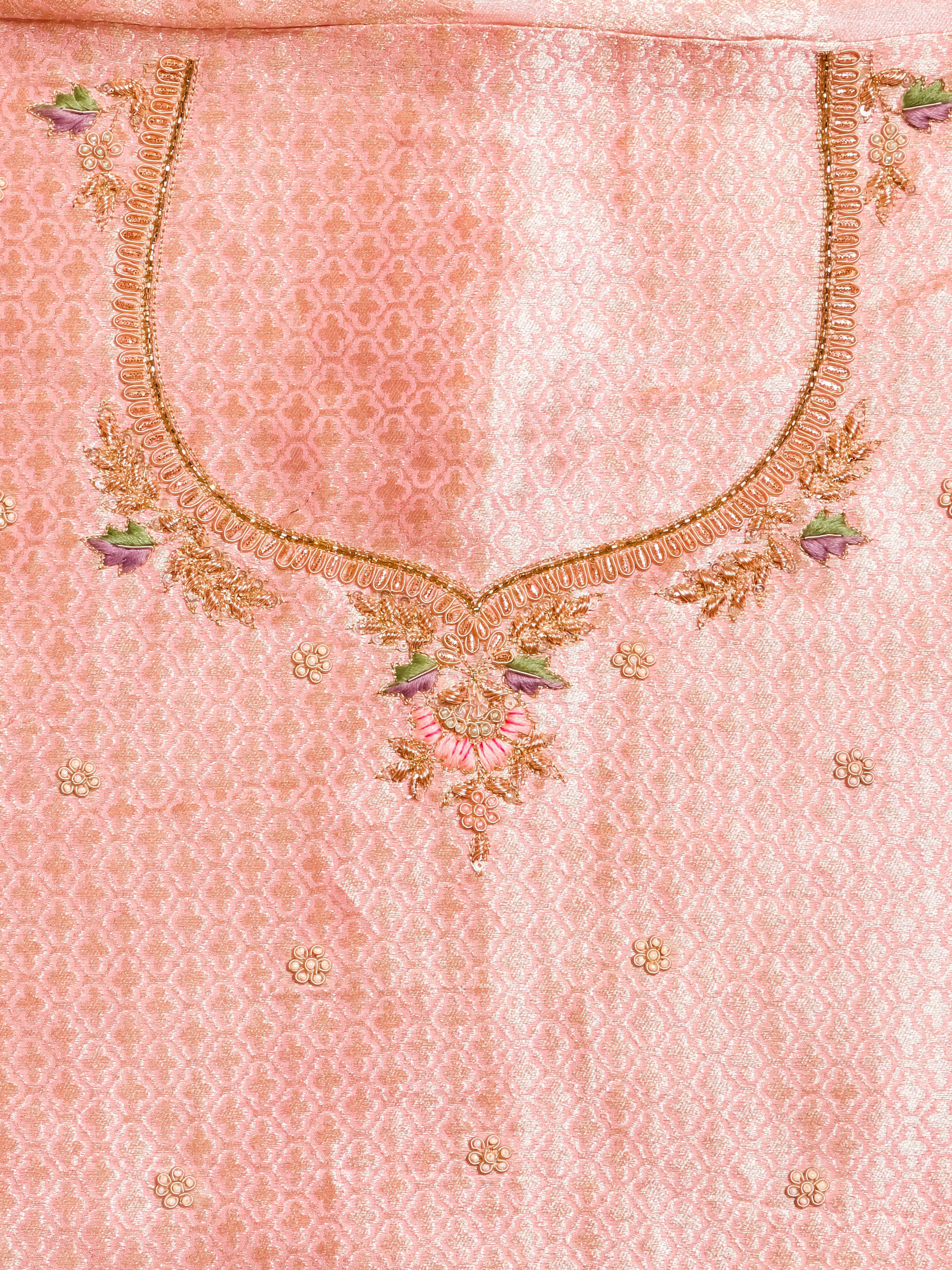 Designer Baby Pink Katan Soft Silk Saree - Sumangal Ekam