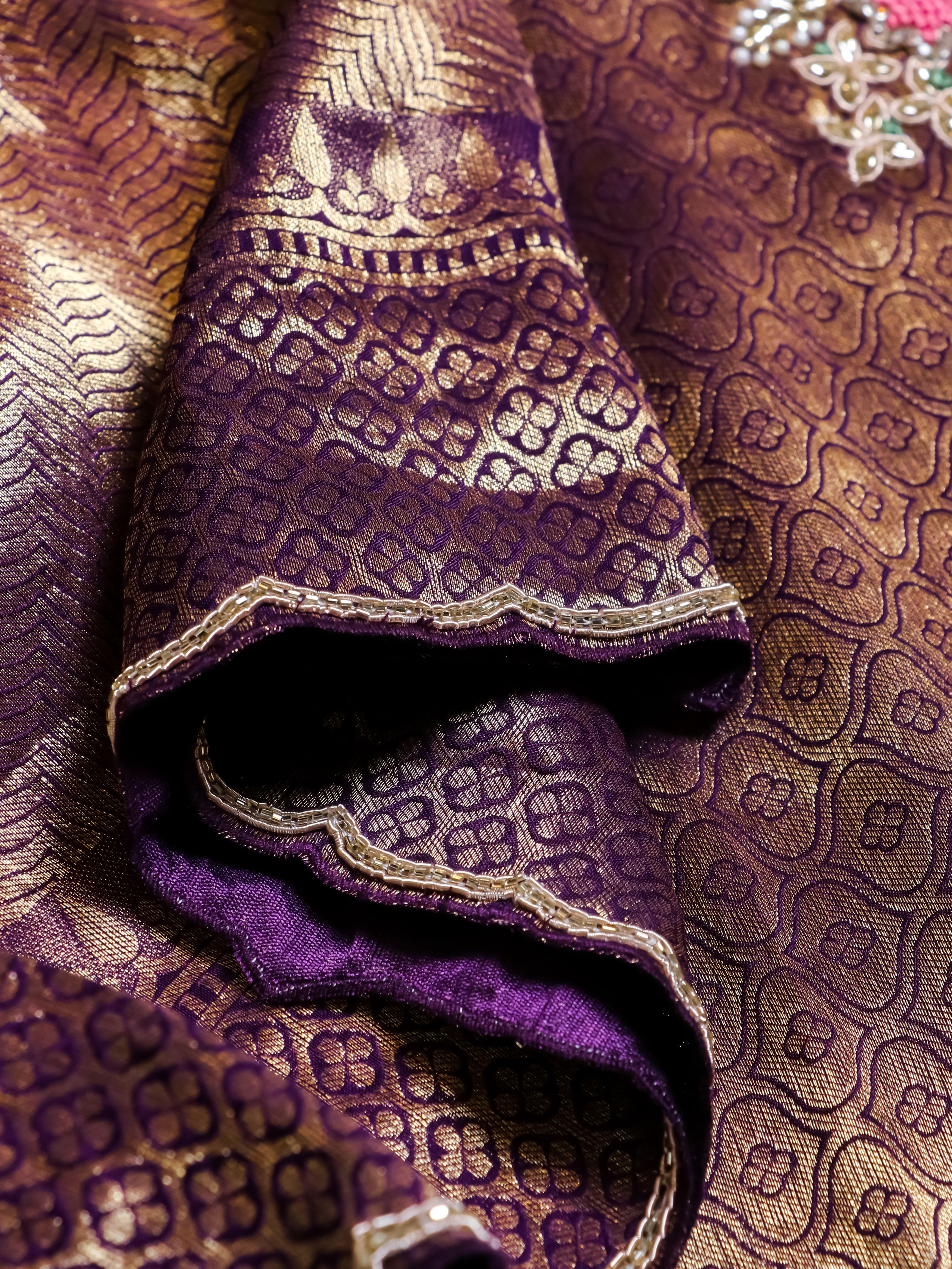 Designer Dark Purple Katan Silk Saree - Sumangal Ekam