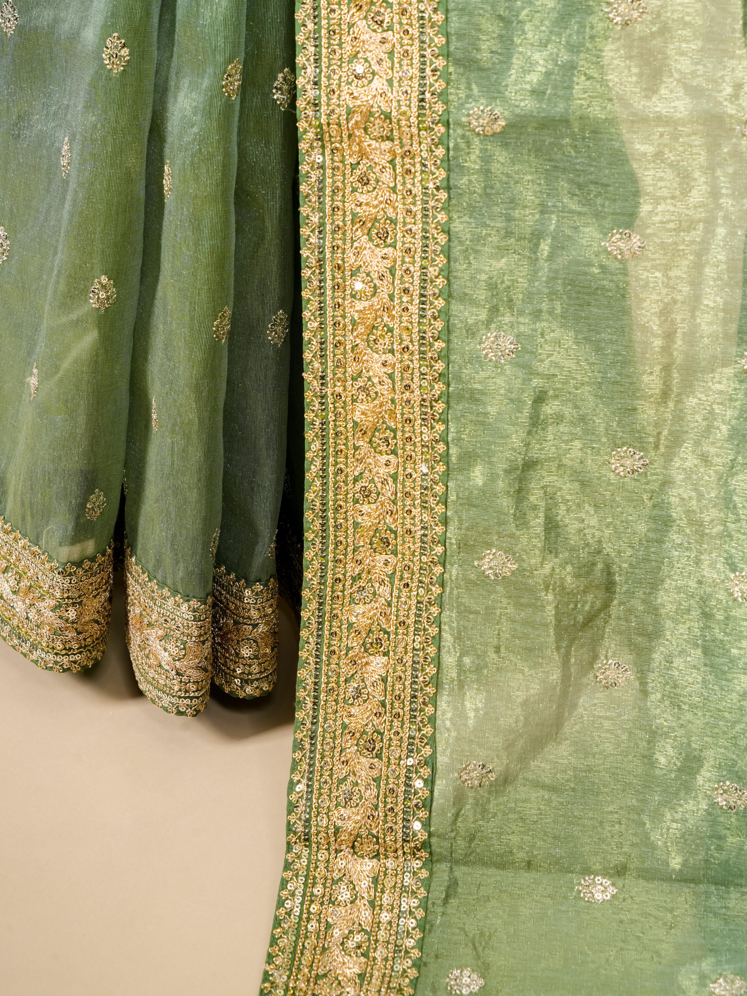 Designer Green Banarasi Tissue Silk Saree - Sumangal Ekam