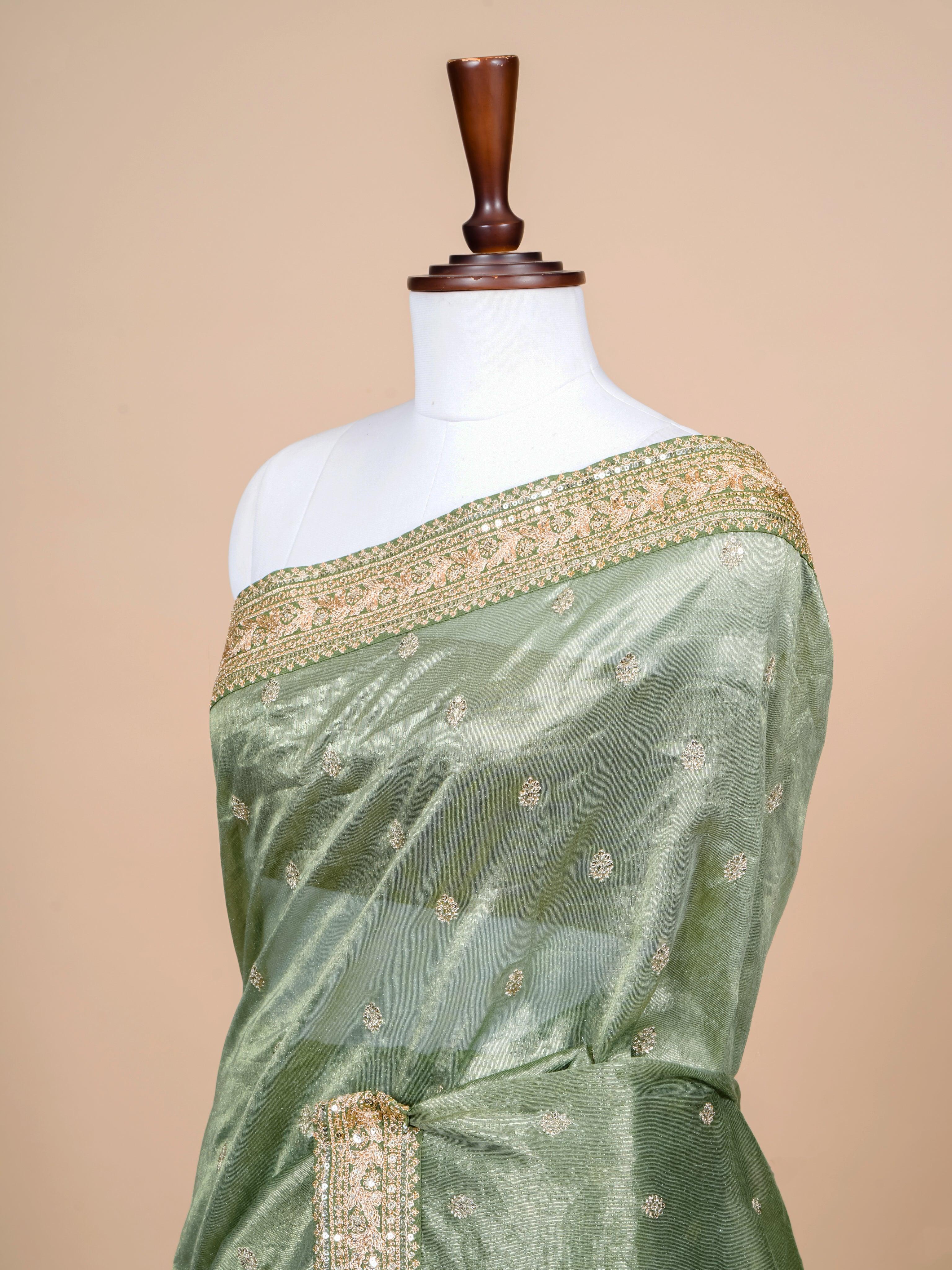 Designer Green Banarasi Tissue Silk Saree - Sumangal Ekam
