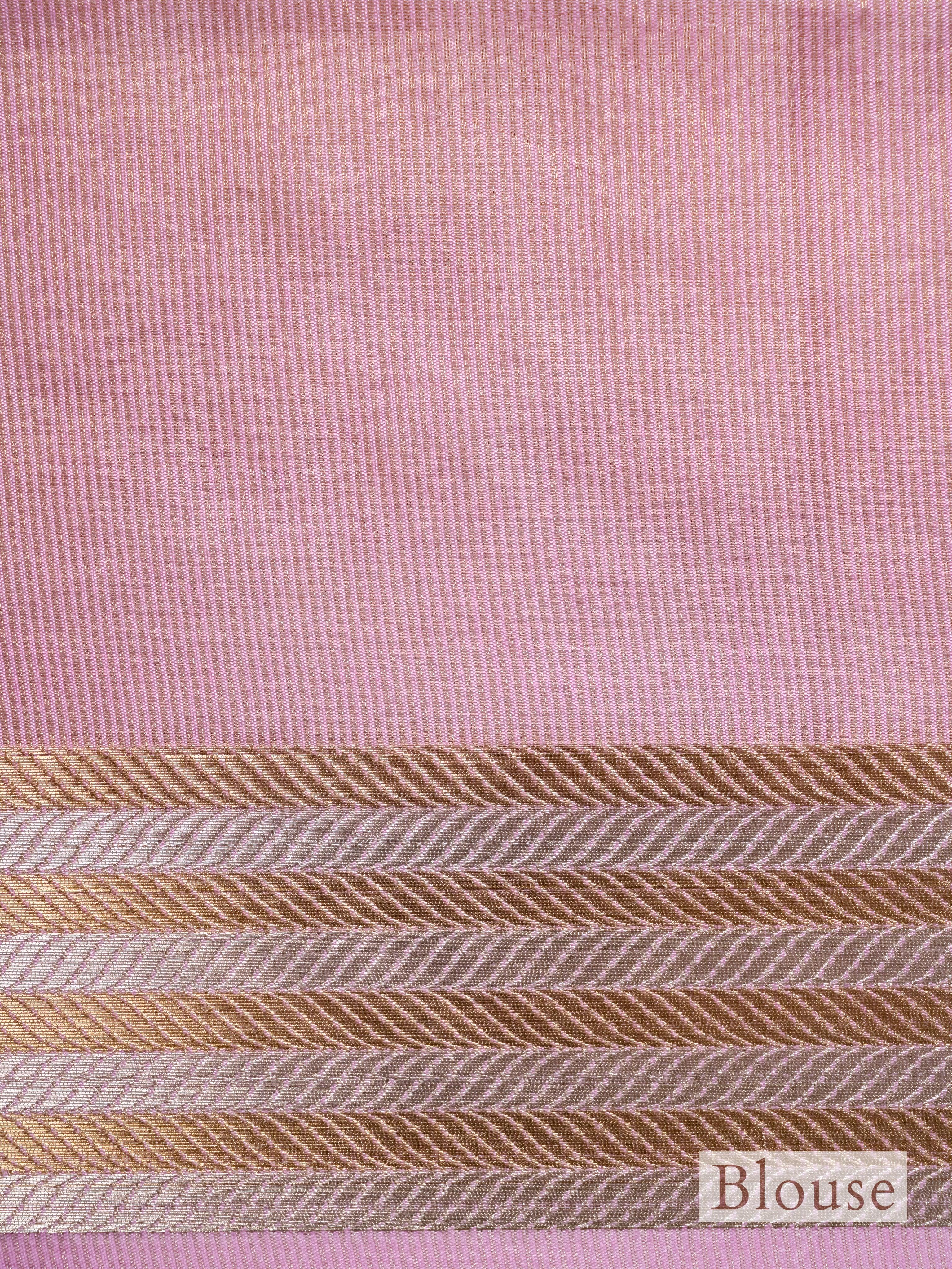 Handwoven Peach Banarasi Tissue Silk Saree - Sumangal Ekam