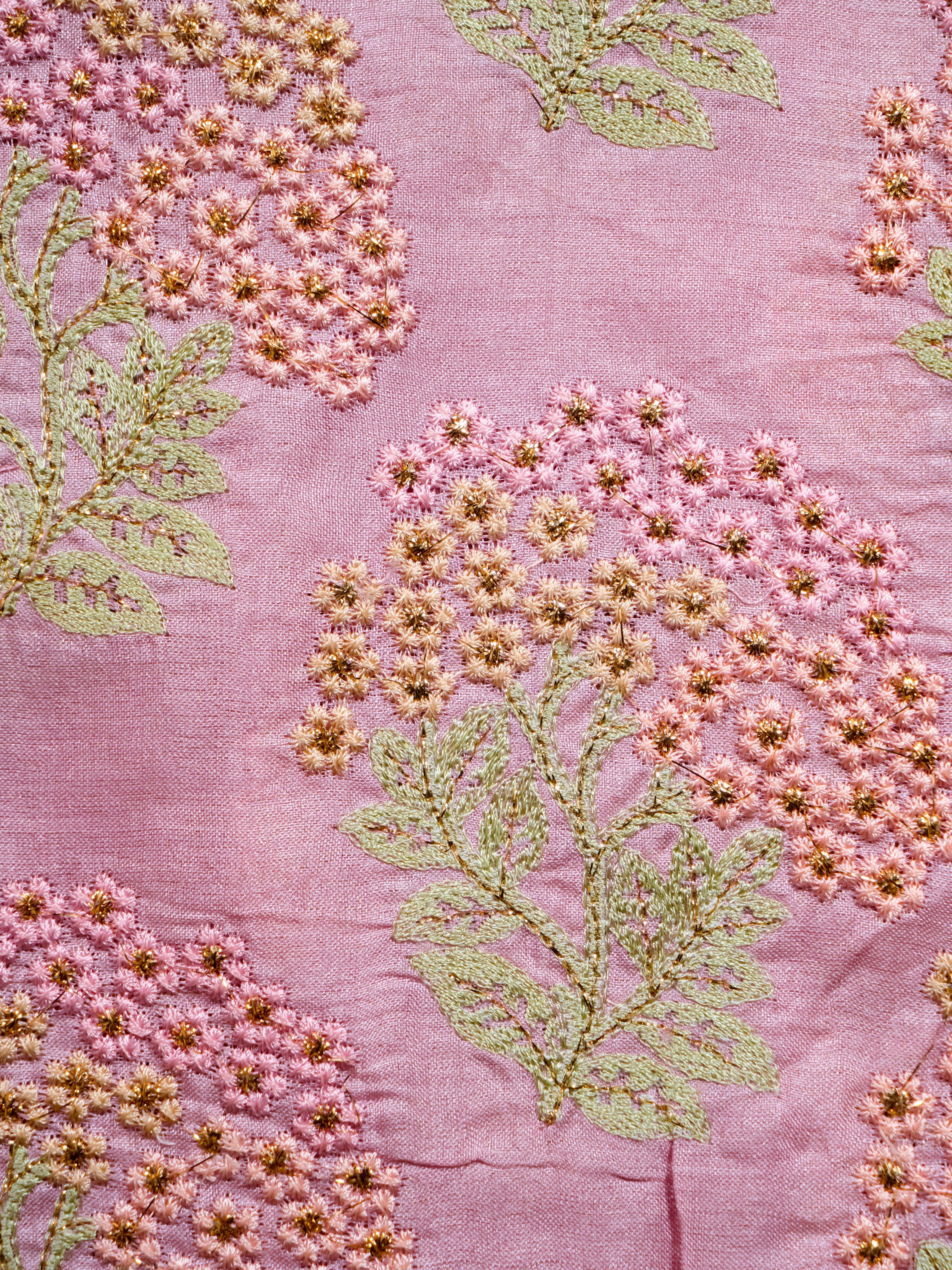 Handwoven Baby Pink Banarasi Tussar Silk Saree - Sumangal Ekam