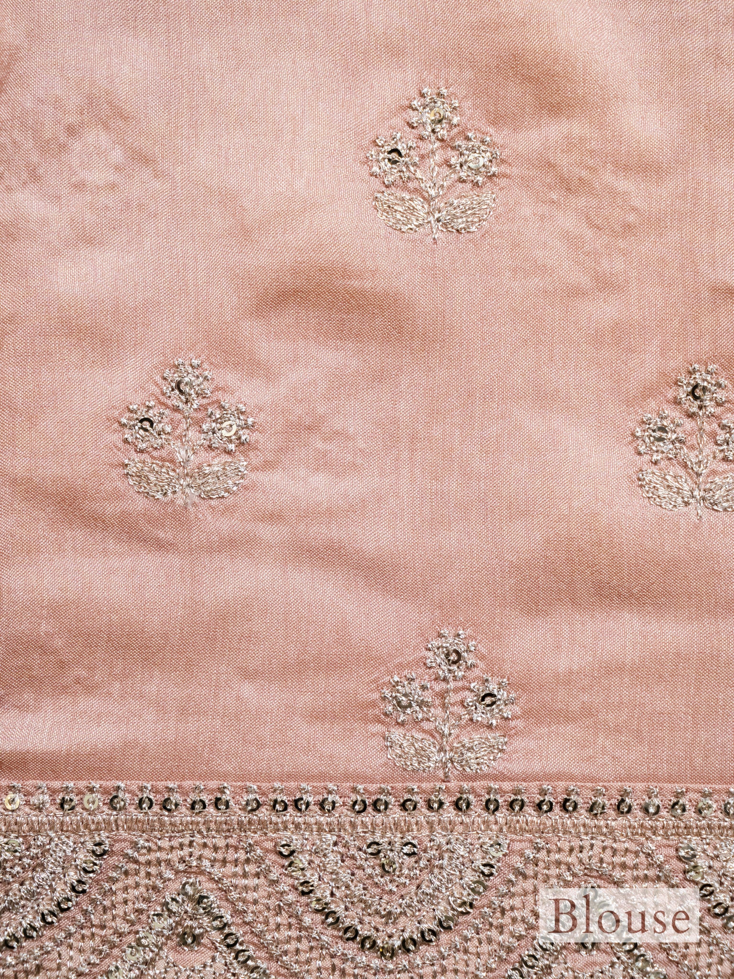 Handwoven Peach Banarasi Tissue Silk Saree - Sumangal Ekam