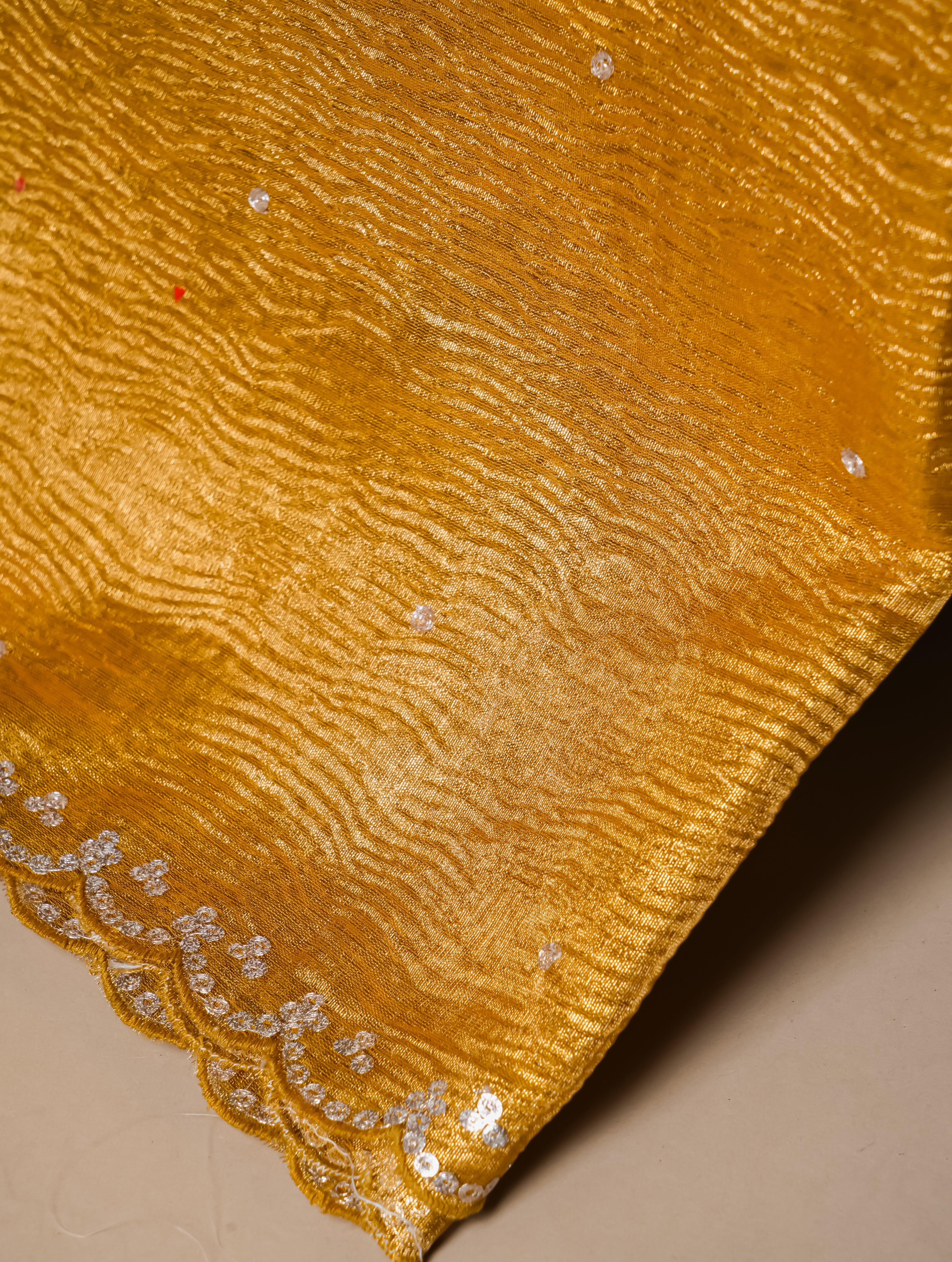 Designer Golden Crush Tissue Silk Saree - Sumangal Ekam