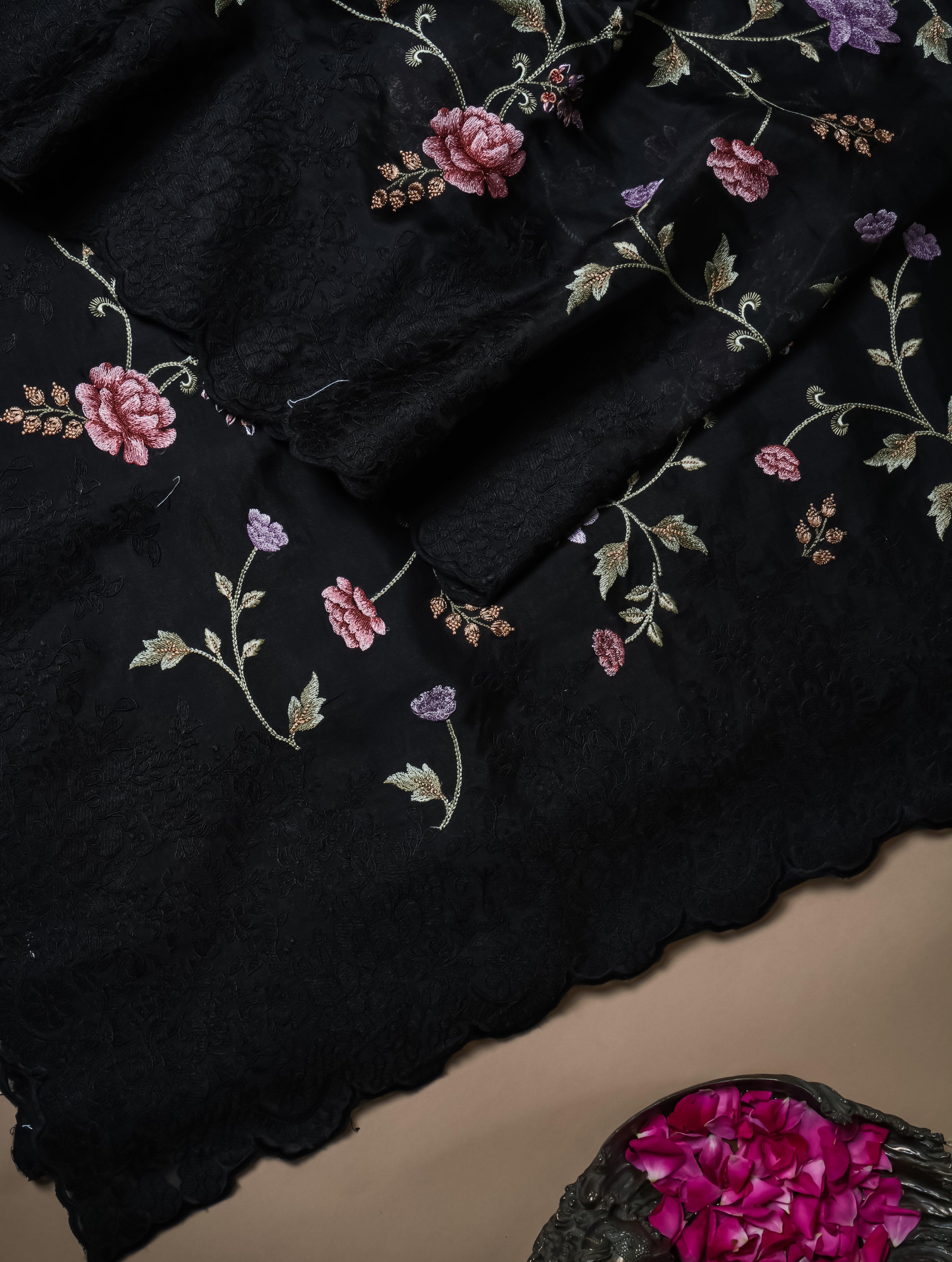 Designer Black Georgette Silk Saree - Sumangal Ekam