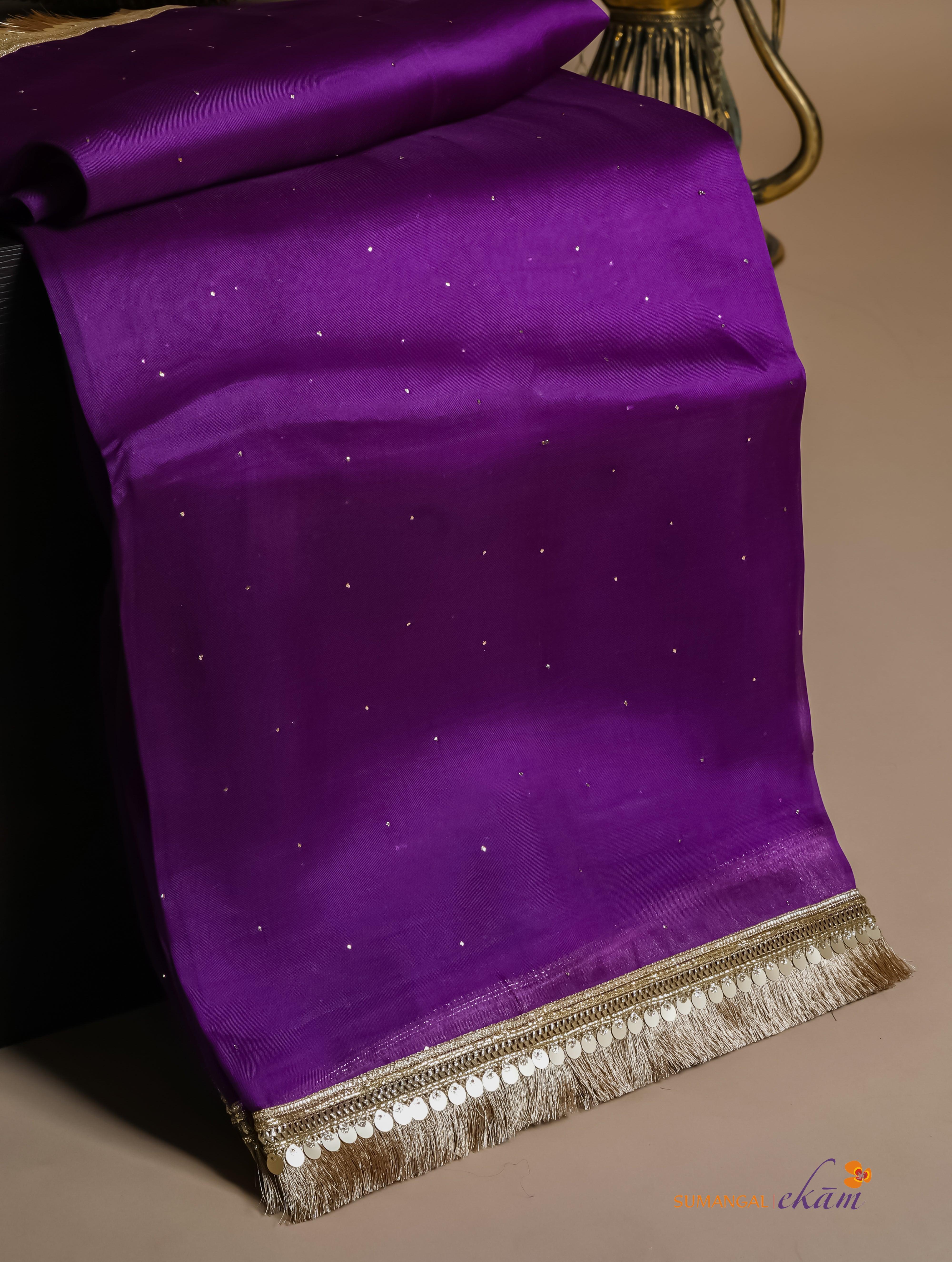 Designer Dark Purple Organza Silk Saree - Sumangal Ekam
