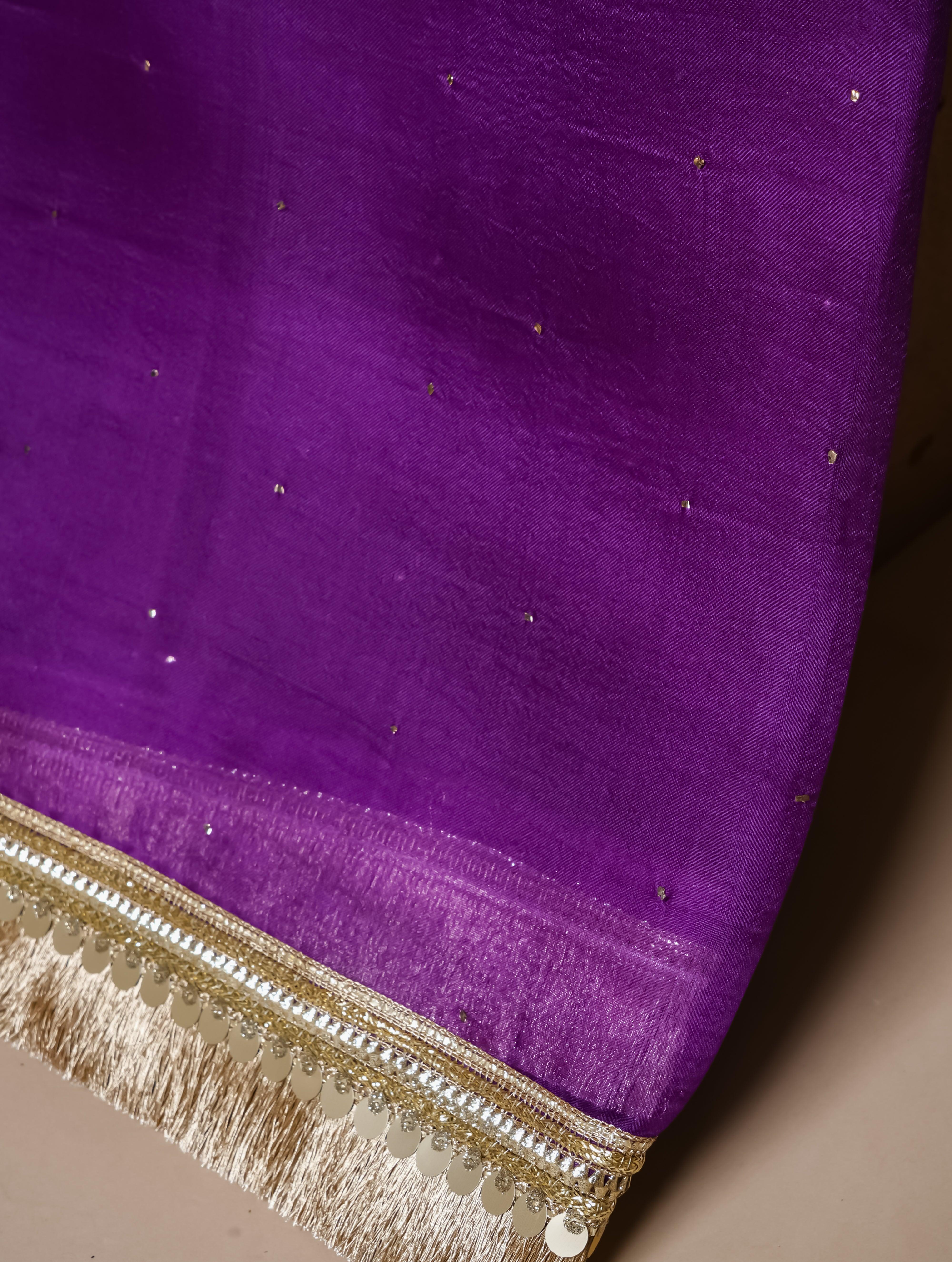 Designer Dark Purple Organza Silk Saree - Sumangal Ekam