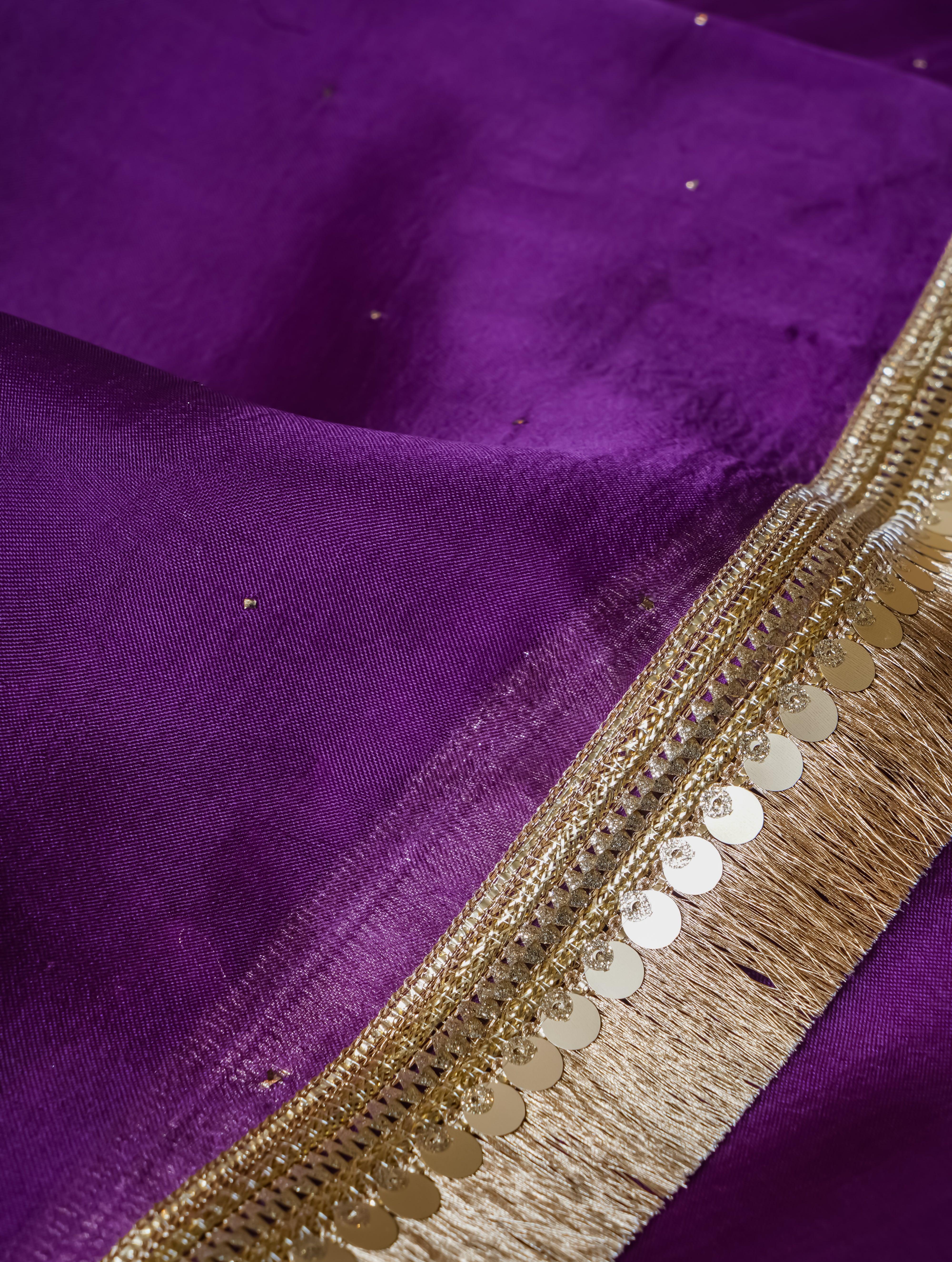 Designer Dark Purple Organza Silk Saree - Sumangal Ekam