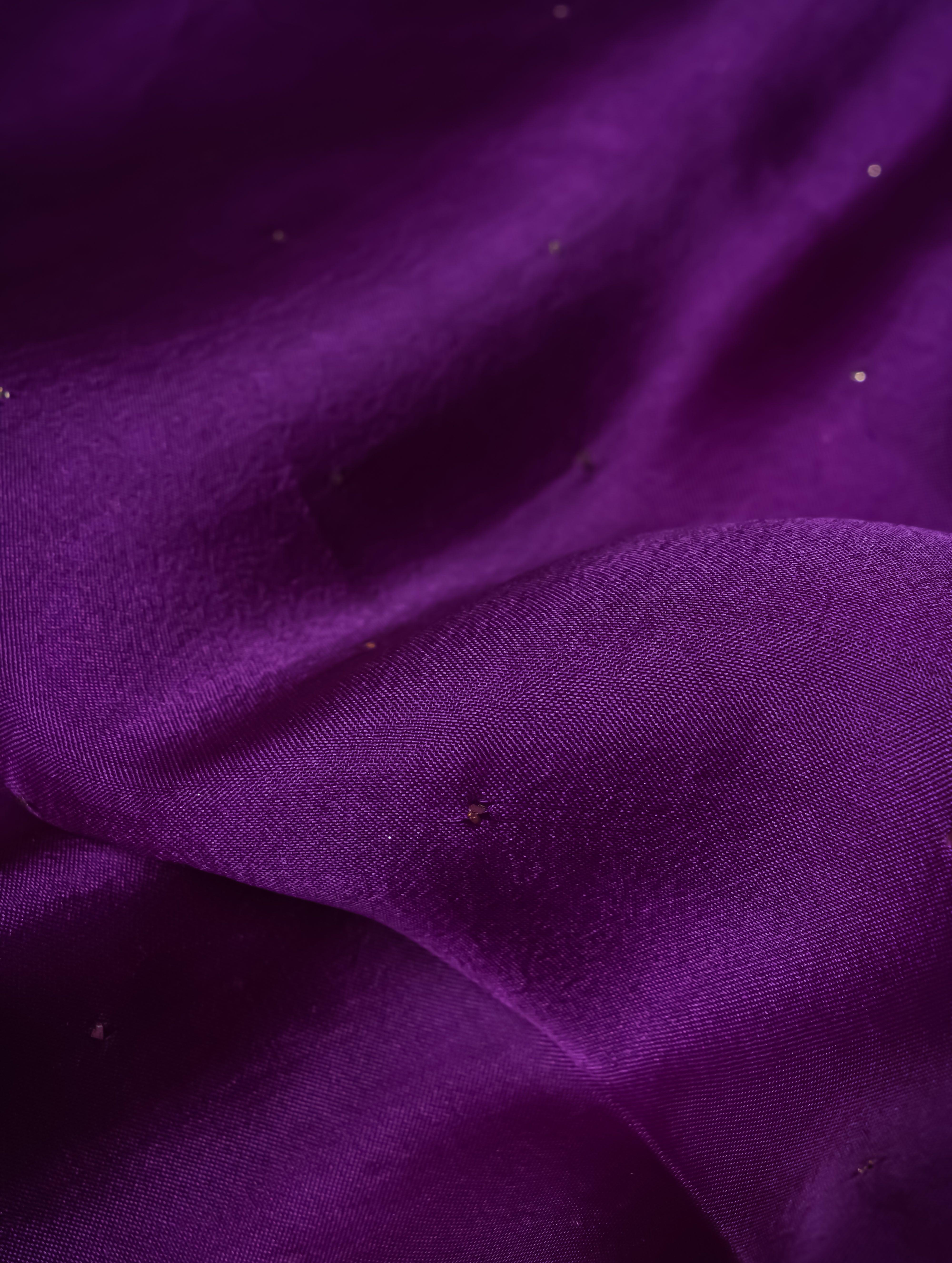 Designer Dark Purple Organza Silk Saree - Sumangal Ekam
