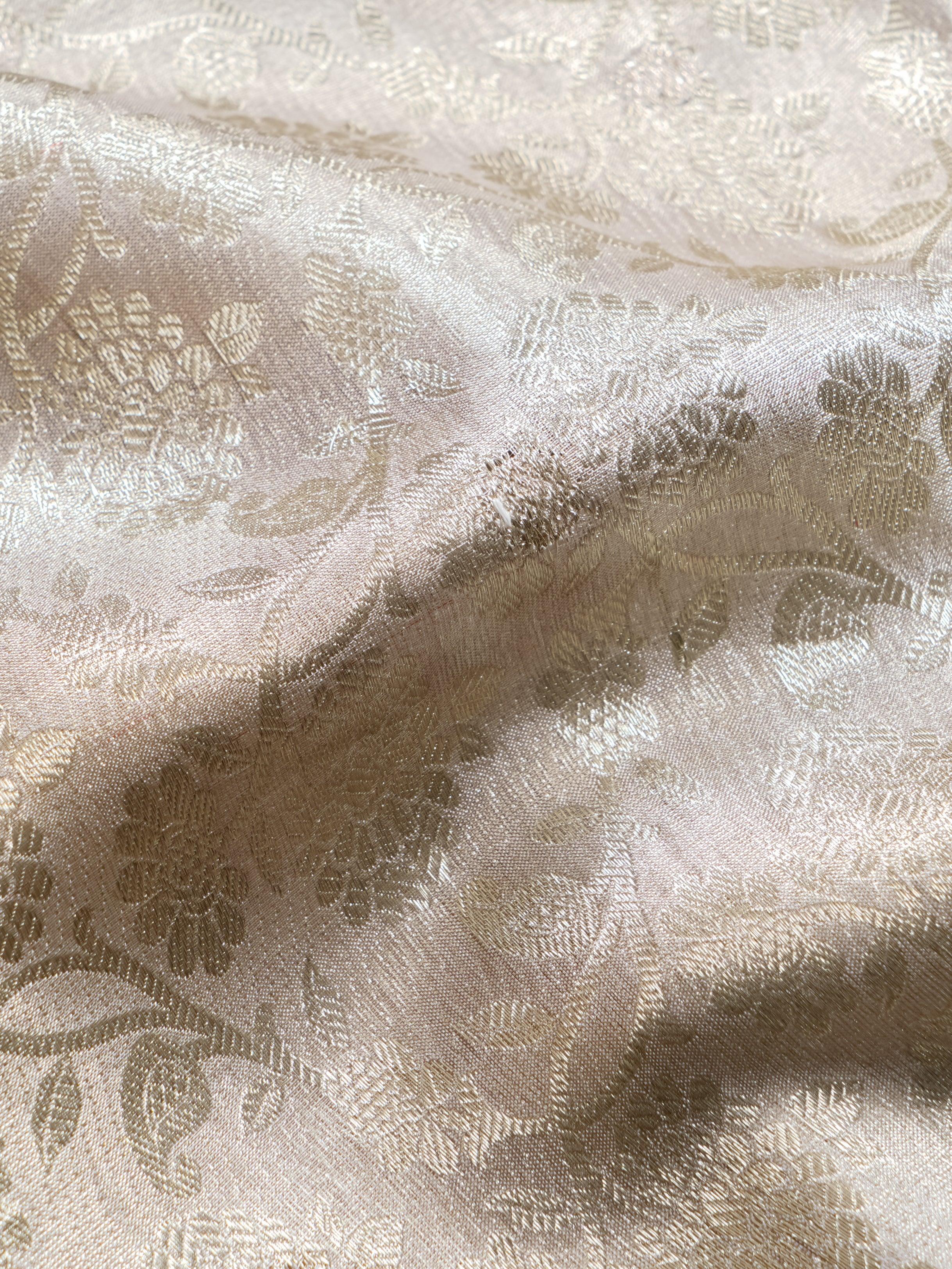 Handwoven Silver Banarasi Tissue Silk Saree - Sumangal Ekam