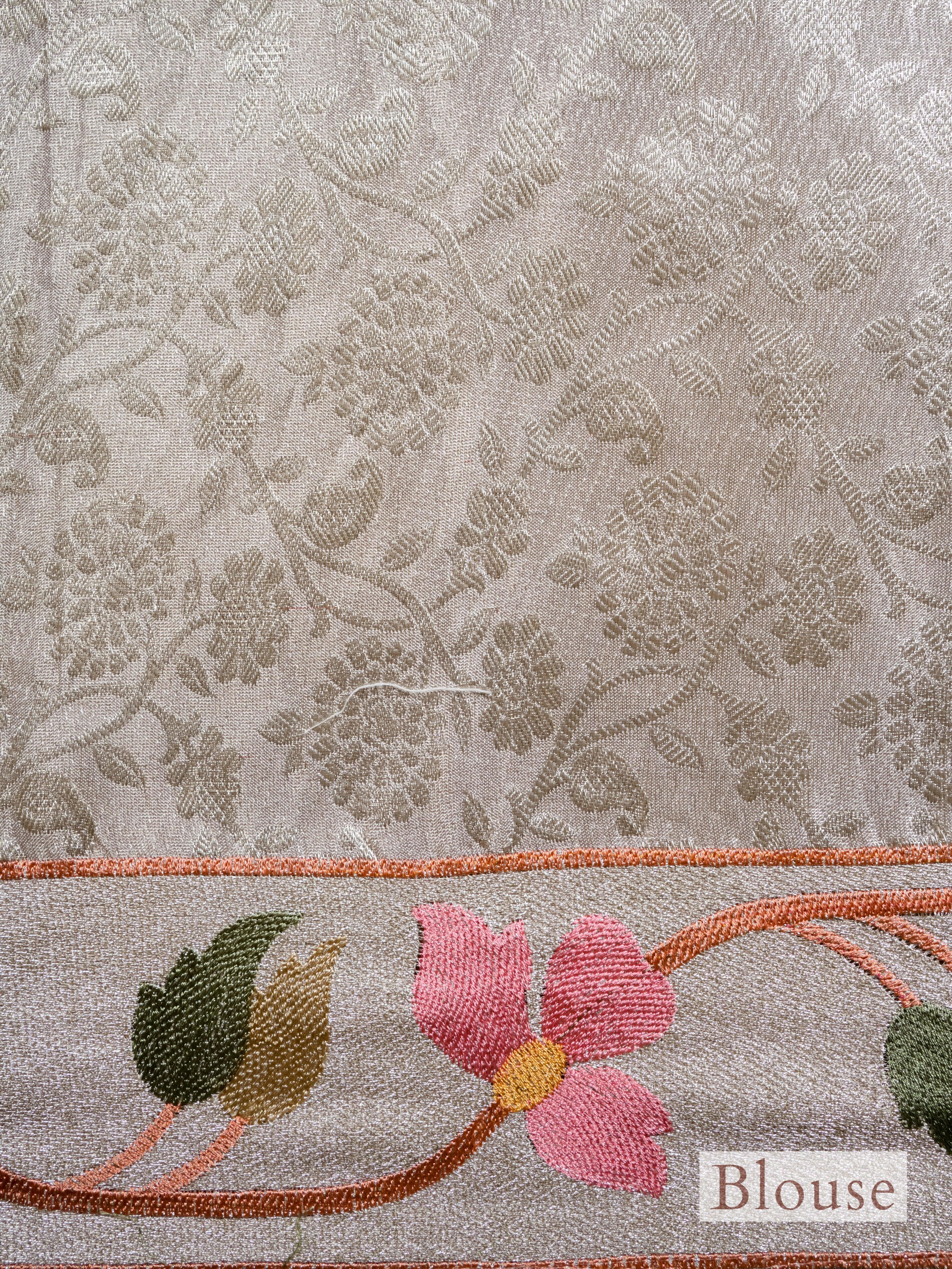Handwoven Silver Banarasi Tissue Silk Saree - Sumangal Ekam