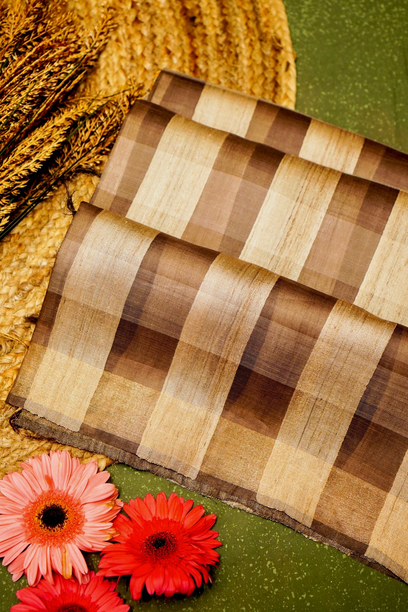 Designer Brown Tussar Silk Saree