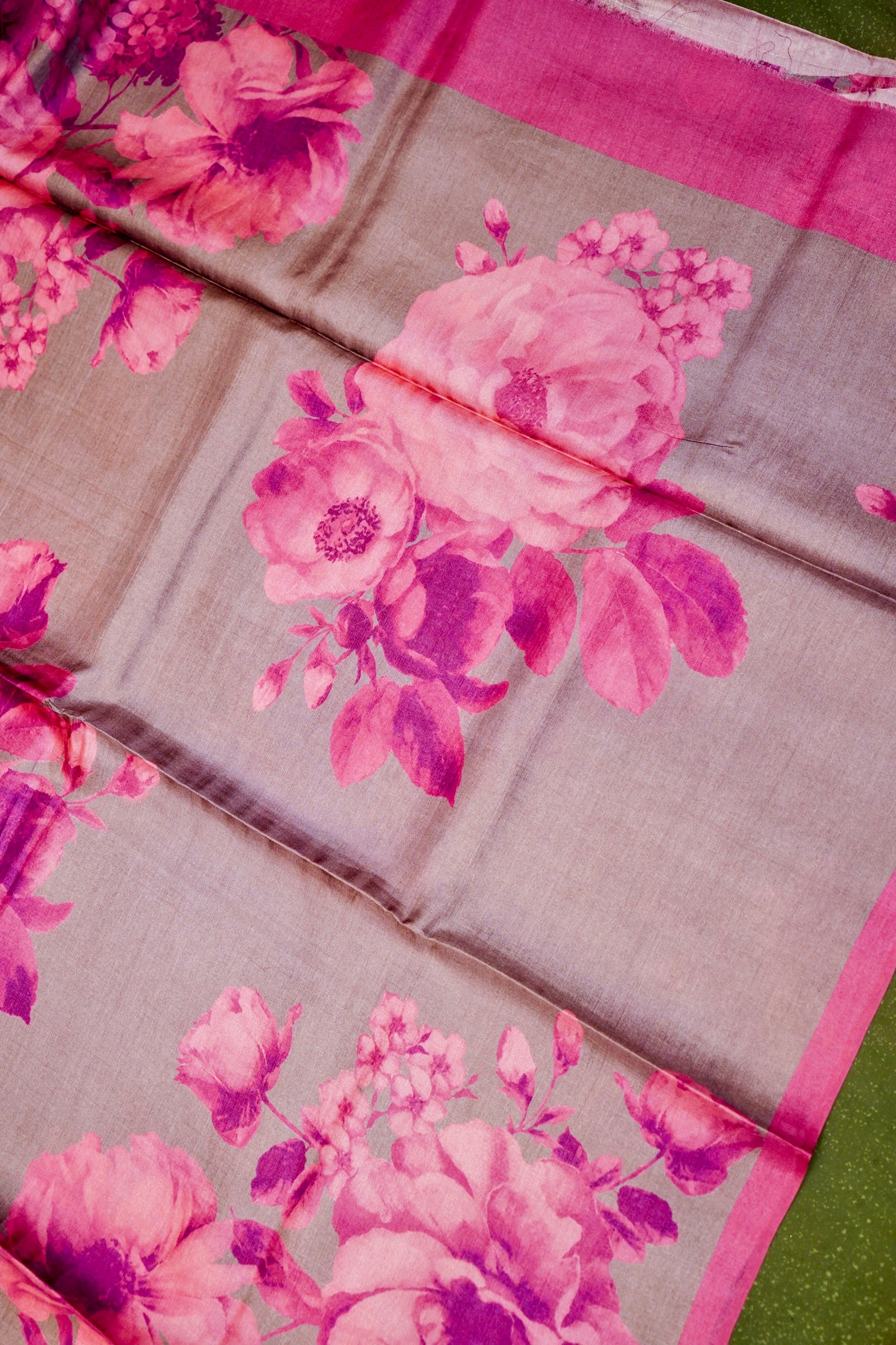 Designer Grey Tussar Silk Saree