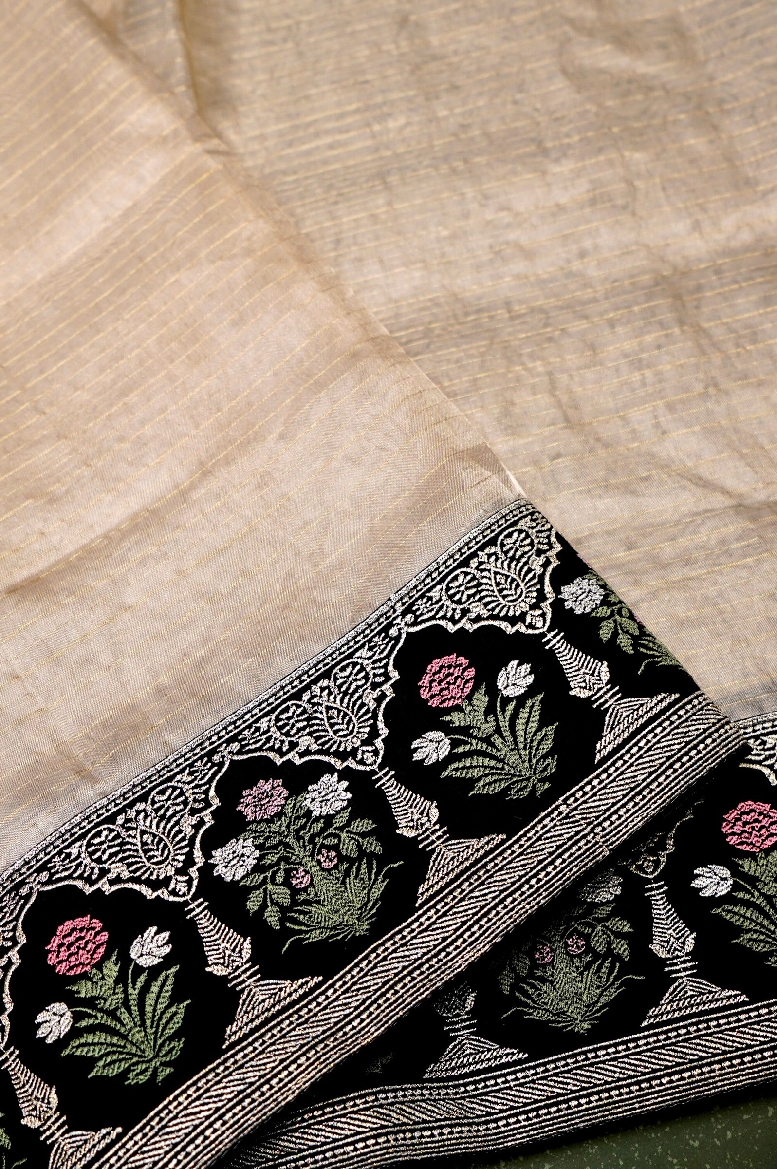Designer Silver Tissue Silk Saree