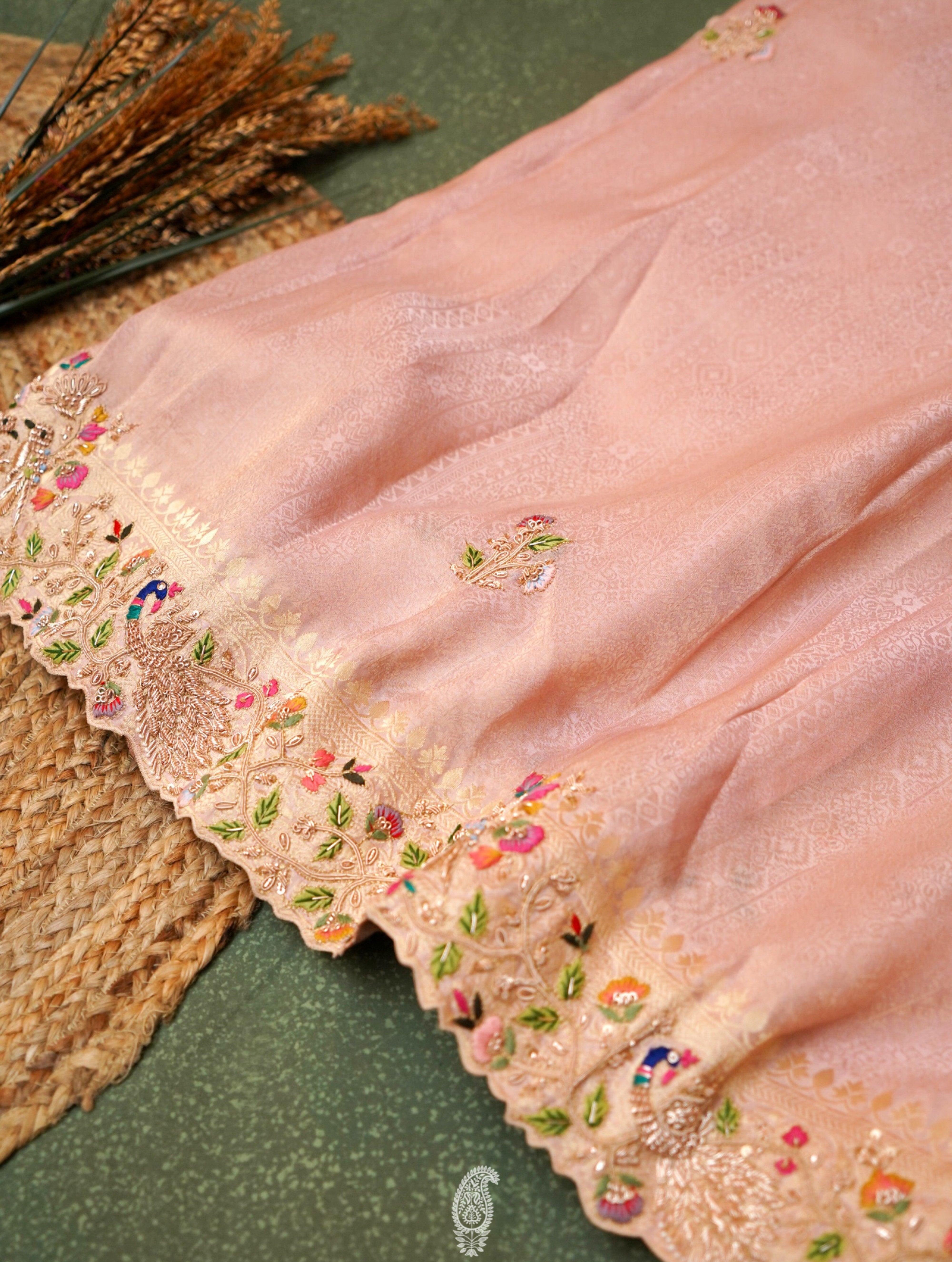  Designer Pink Katan Soft Silk Saree