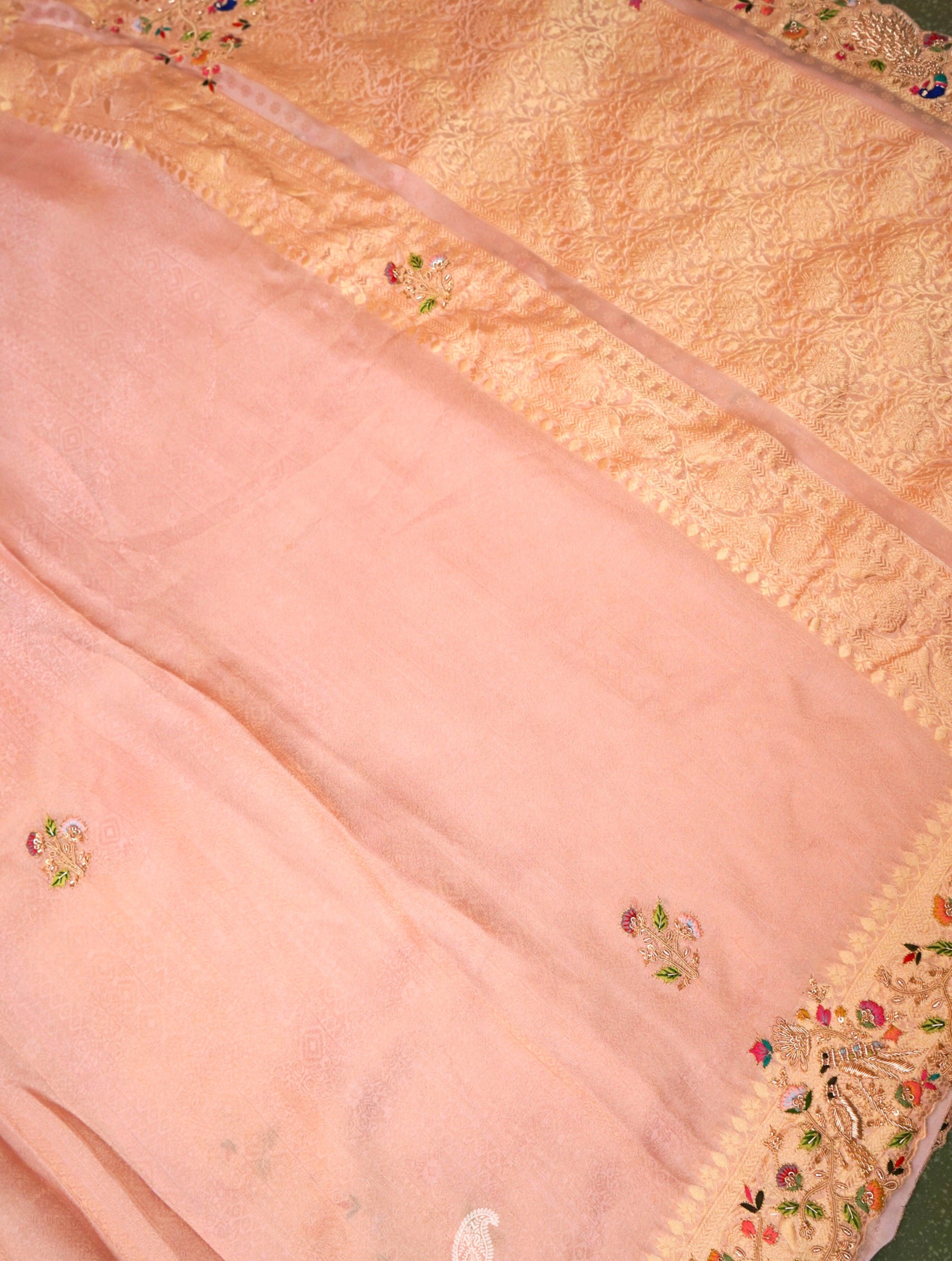  Designer Pink Katan Soft Silk Saree