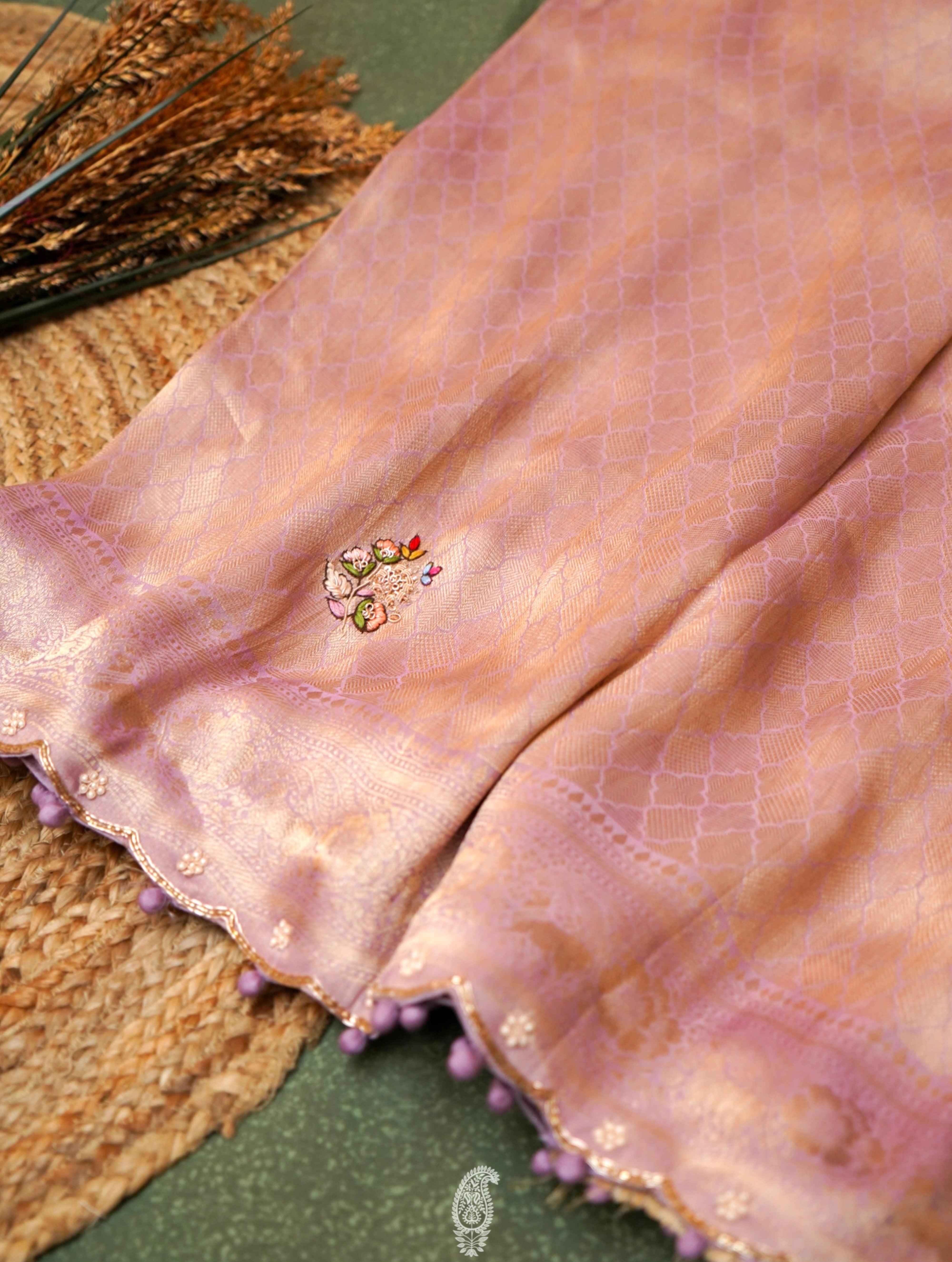  Designer Lavender Katan Soft Silk Saree