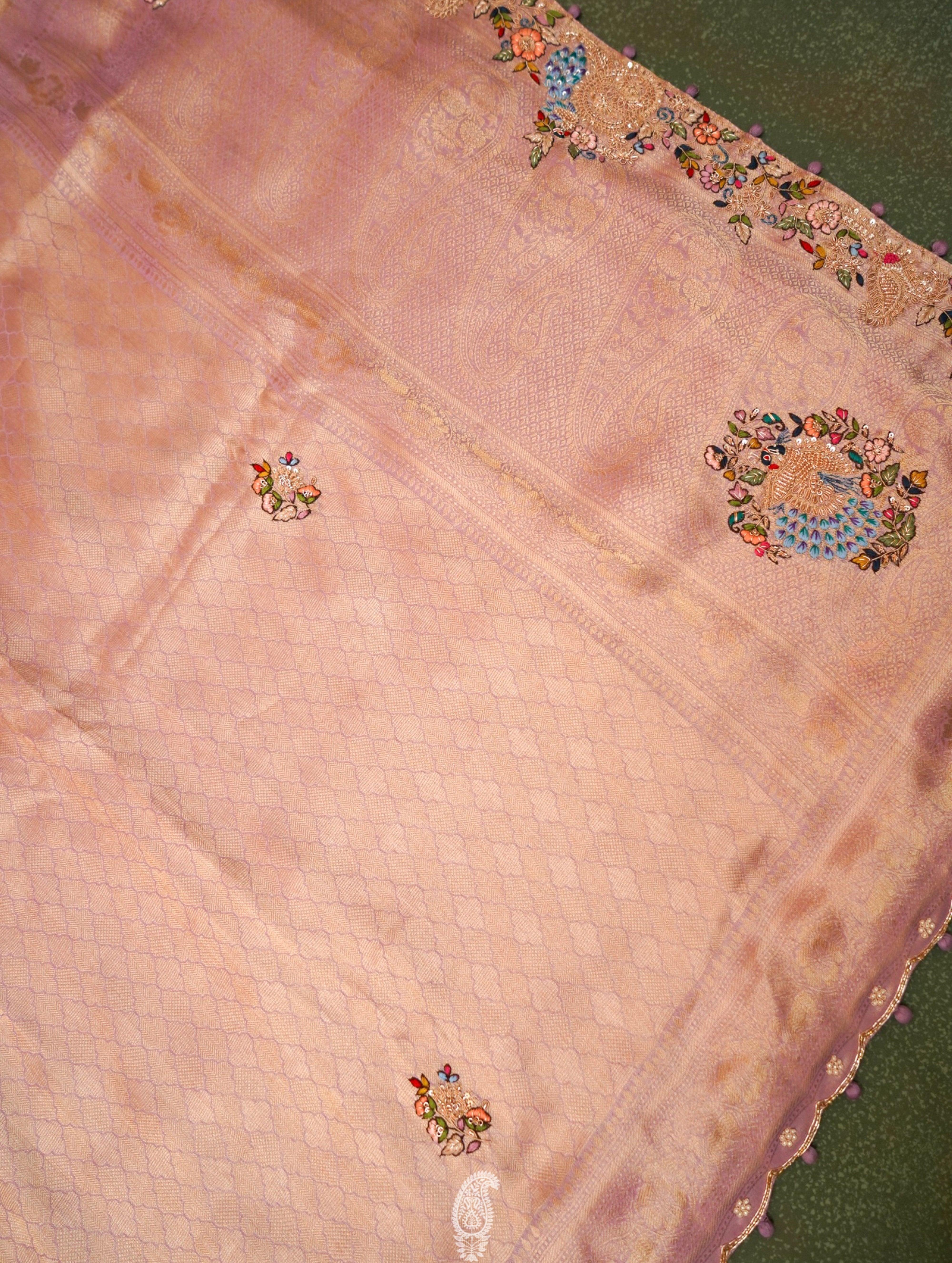  Designer Lavender Katan Soft Silk Saree