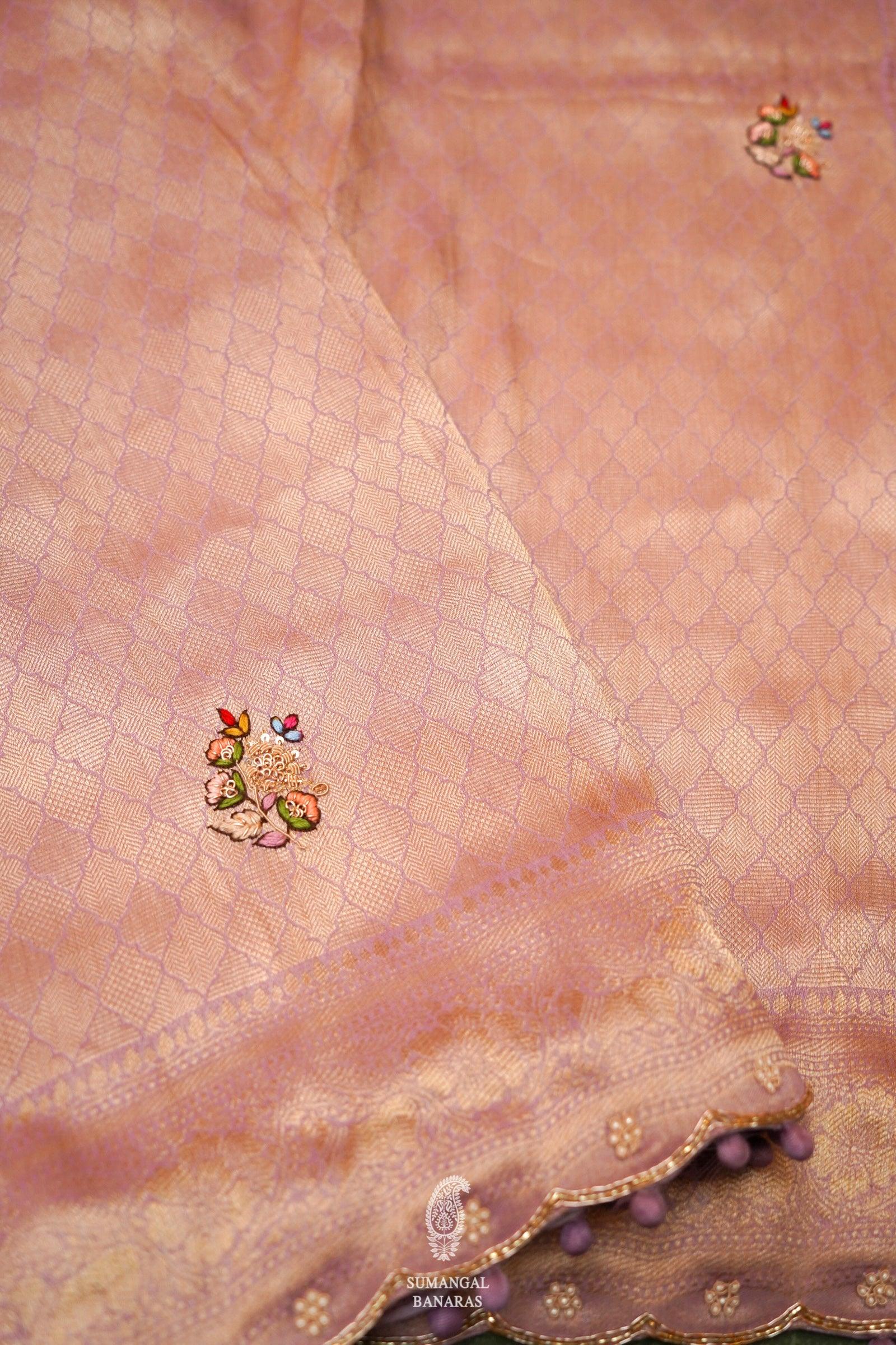  Designer Lavender Katan Soft Silk Saree