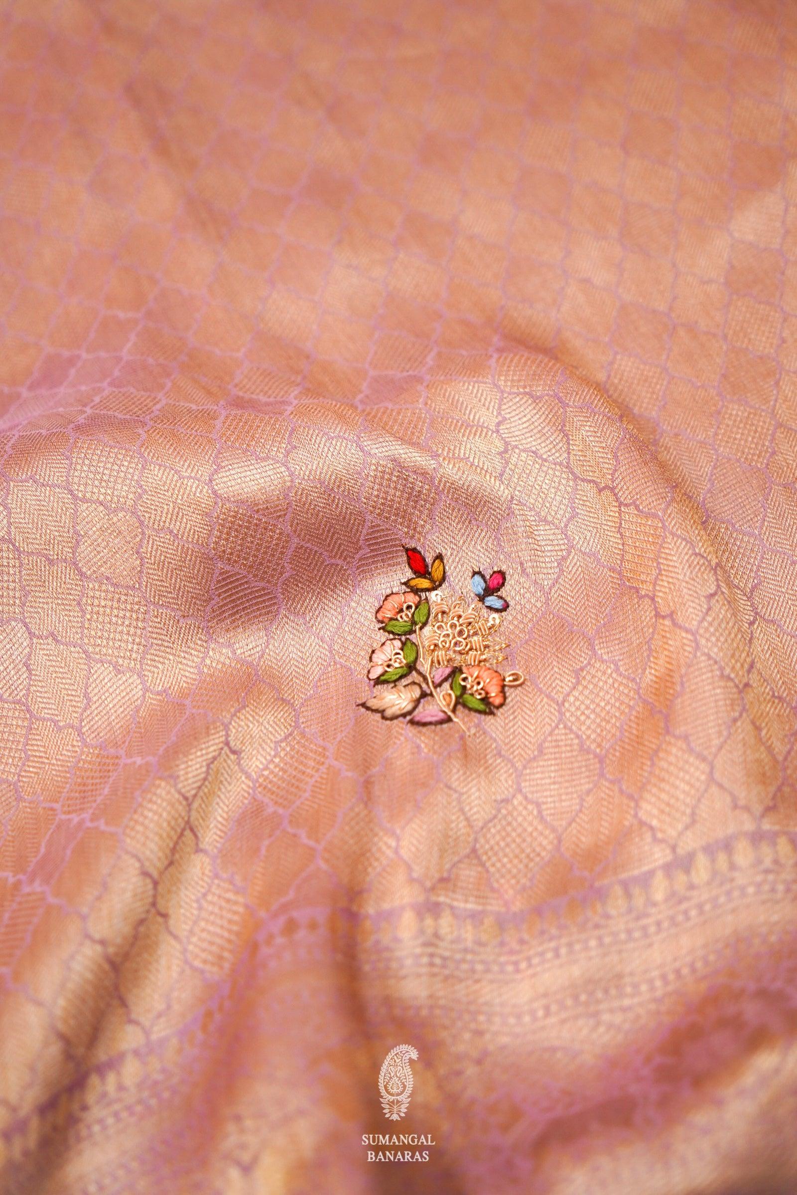  Designer Lavender Katan Soft Silk Saree