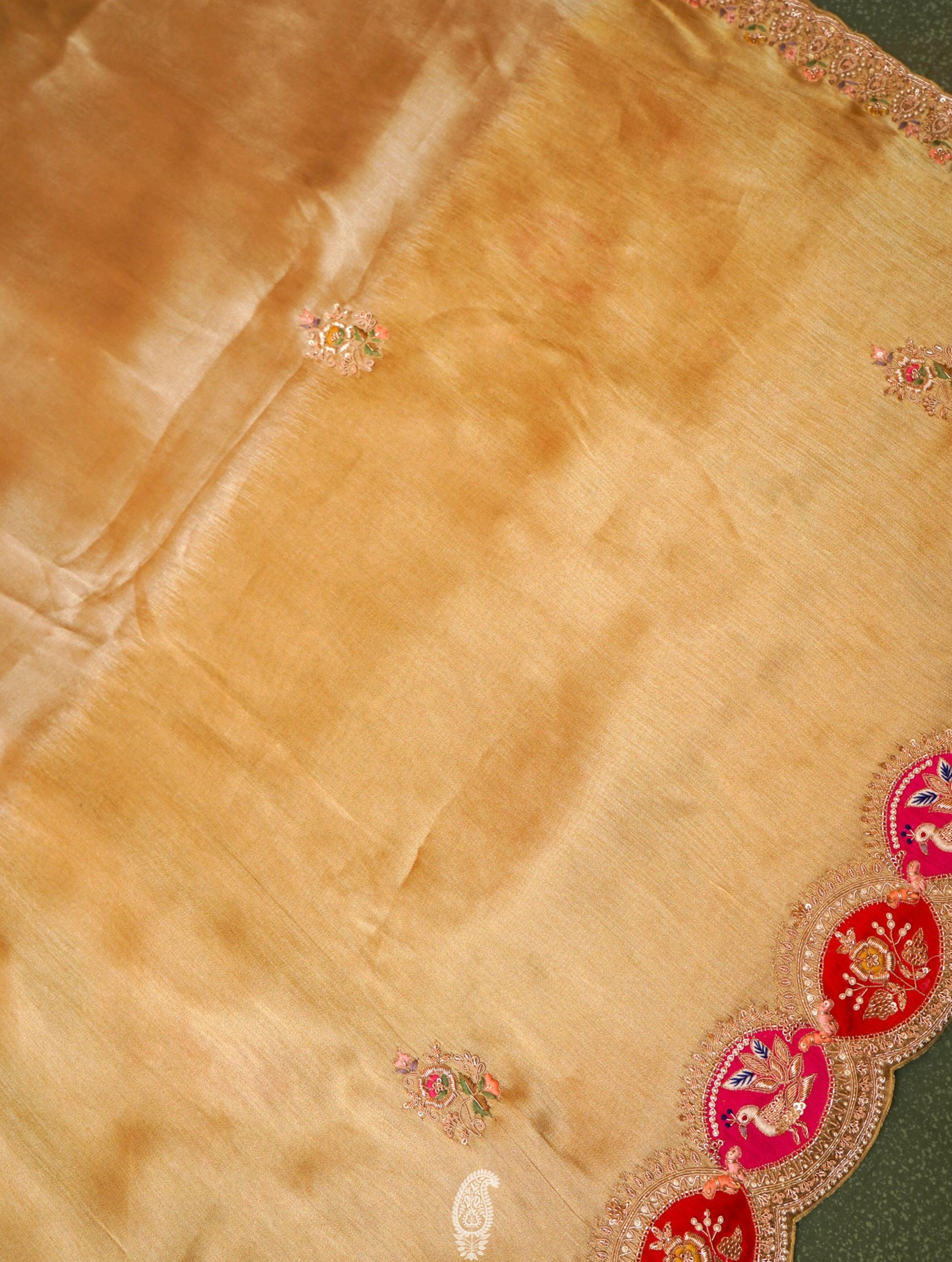  Designer Golden Tissue Silk Saree