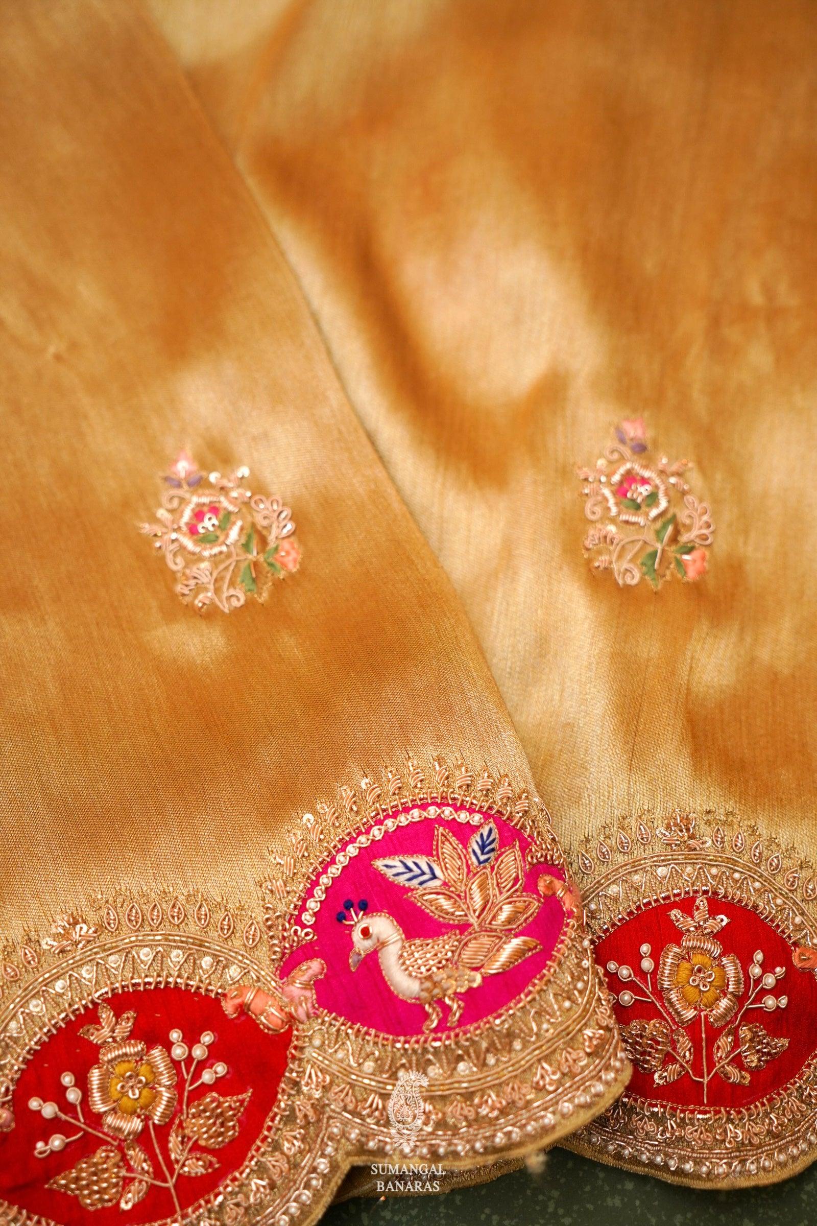  Designer Golden Tissue Silk Saree
