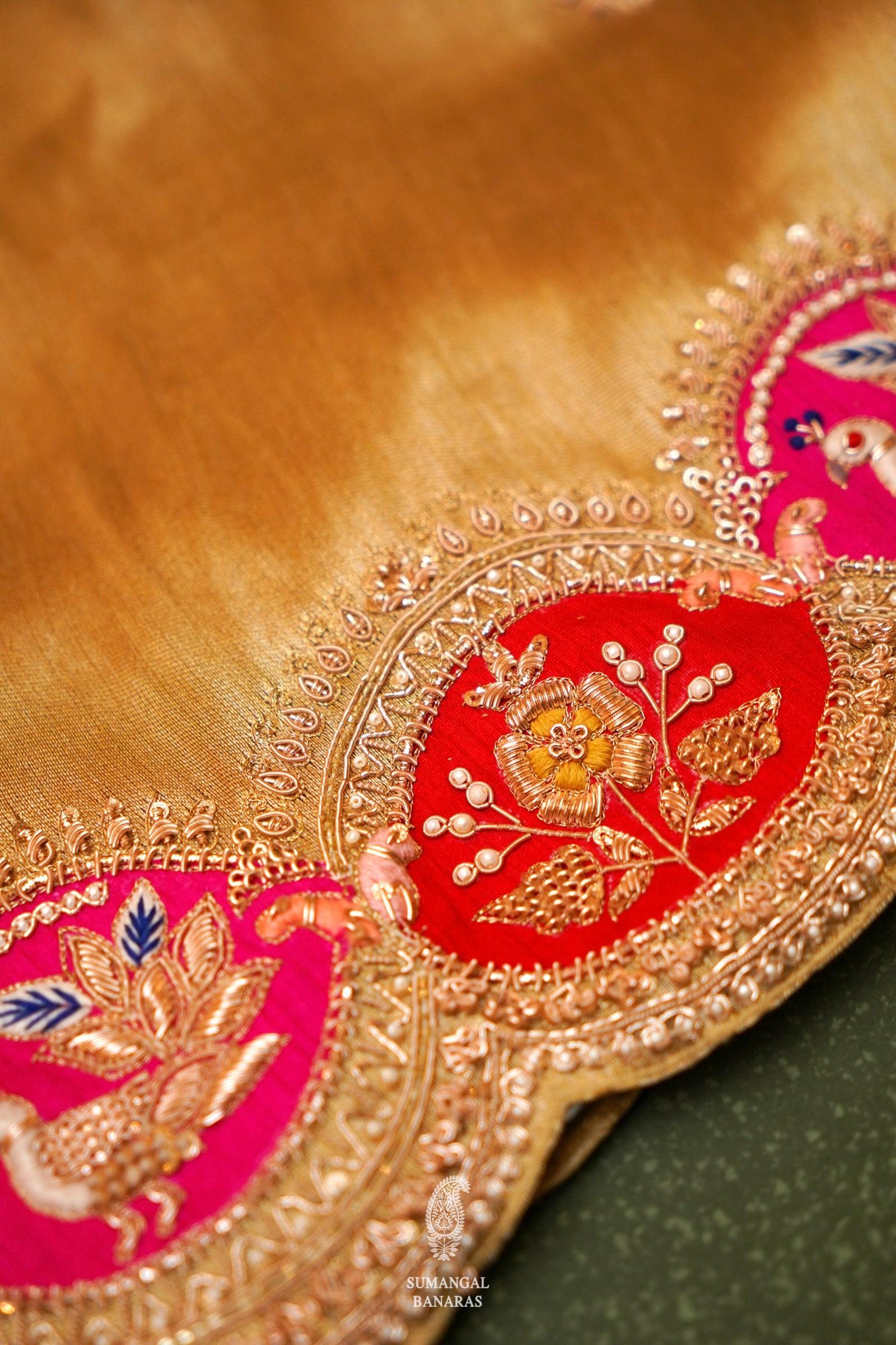  Designer Golden Tissue Silk Saree
