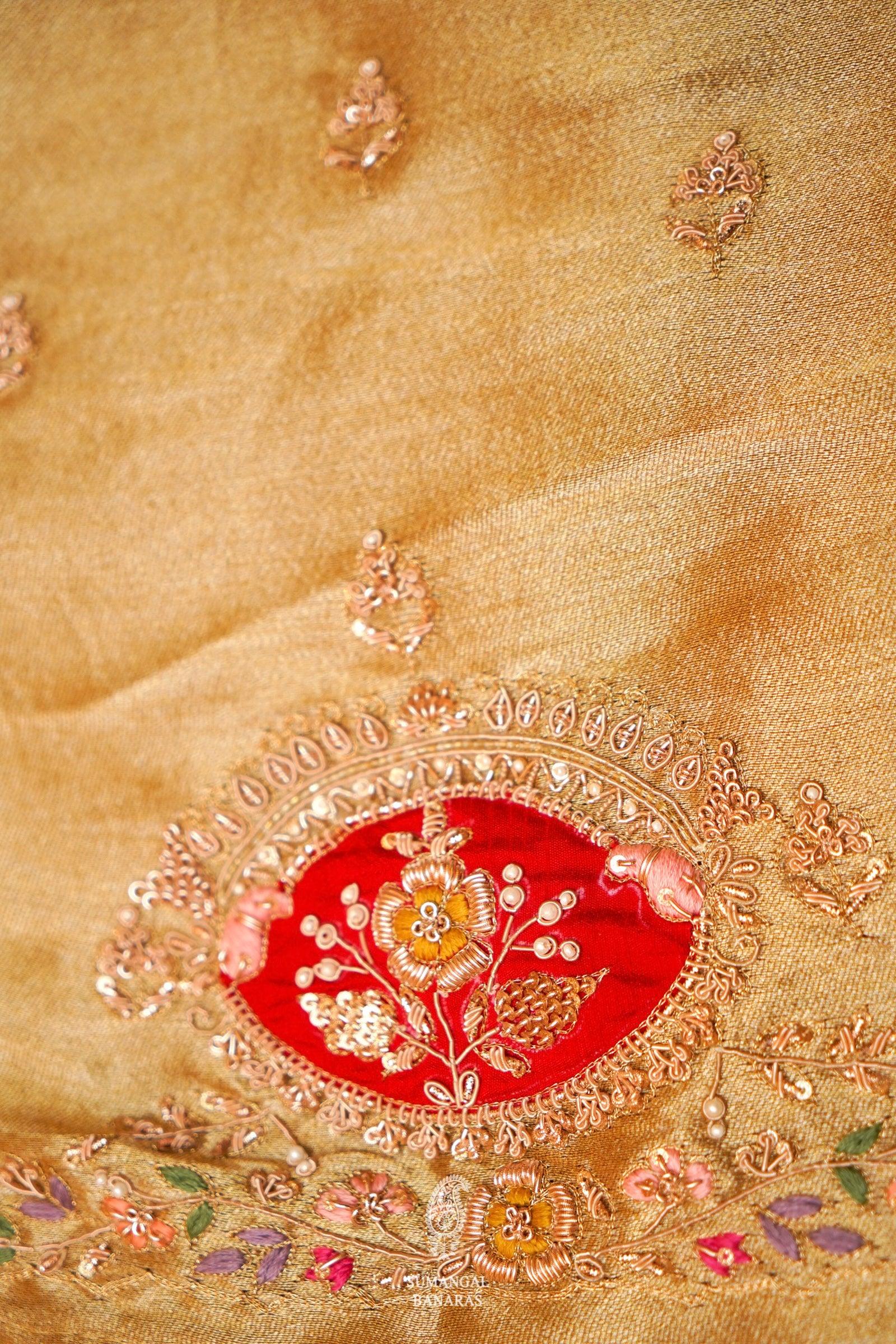  Designer Golden Tissue Silk Saree