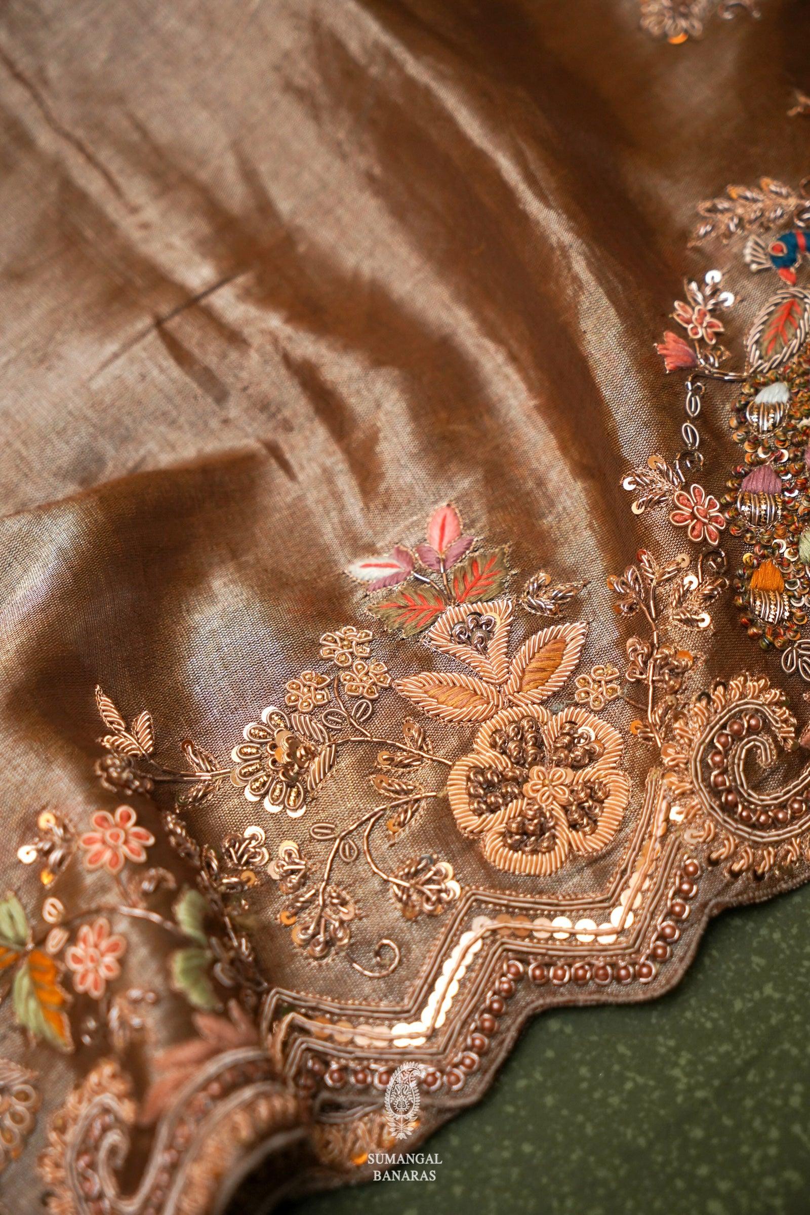  Designer Copper Brown Katan Silk Saree