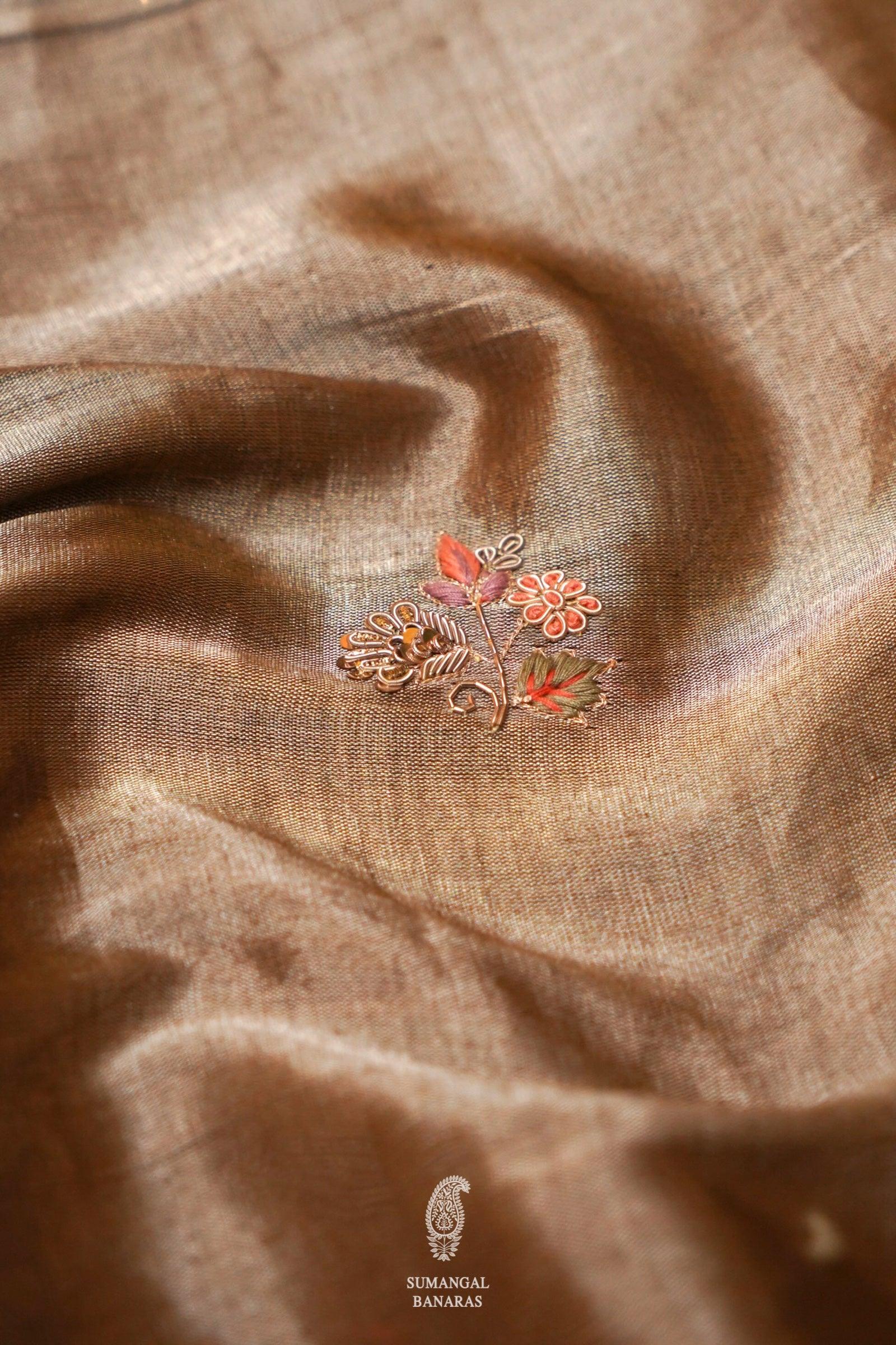  Designer Copper Brown Katan Silk Saree