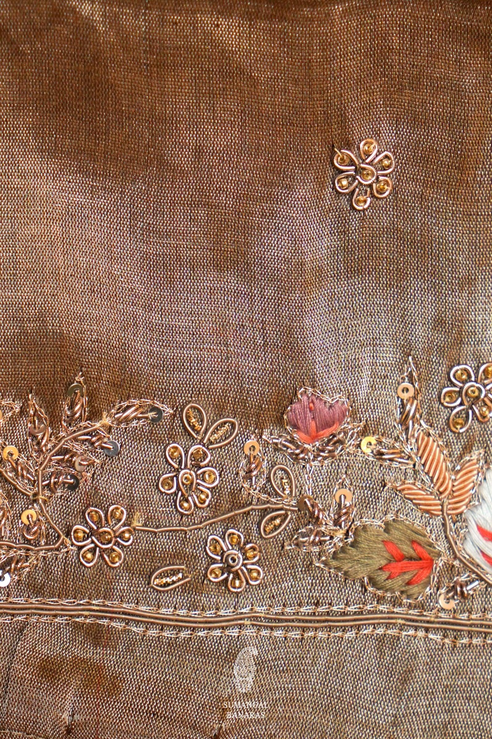  Designer Copper Brown Katan Silk Saree