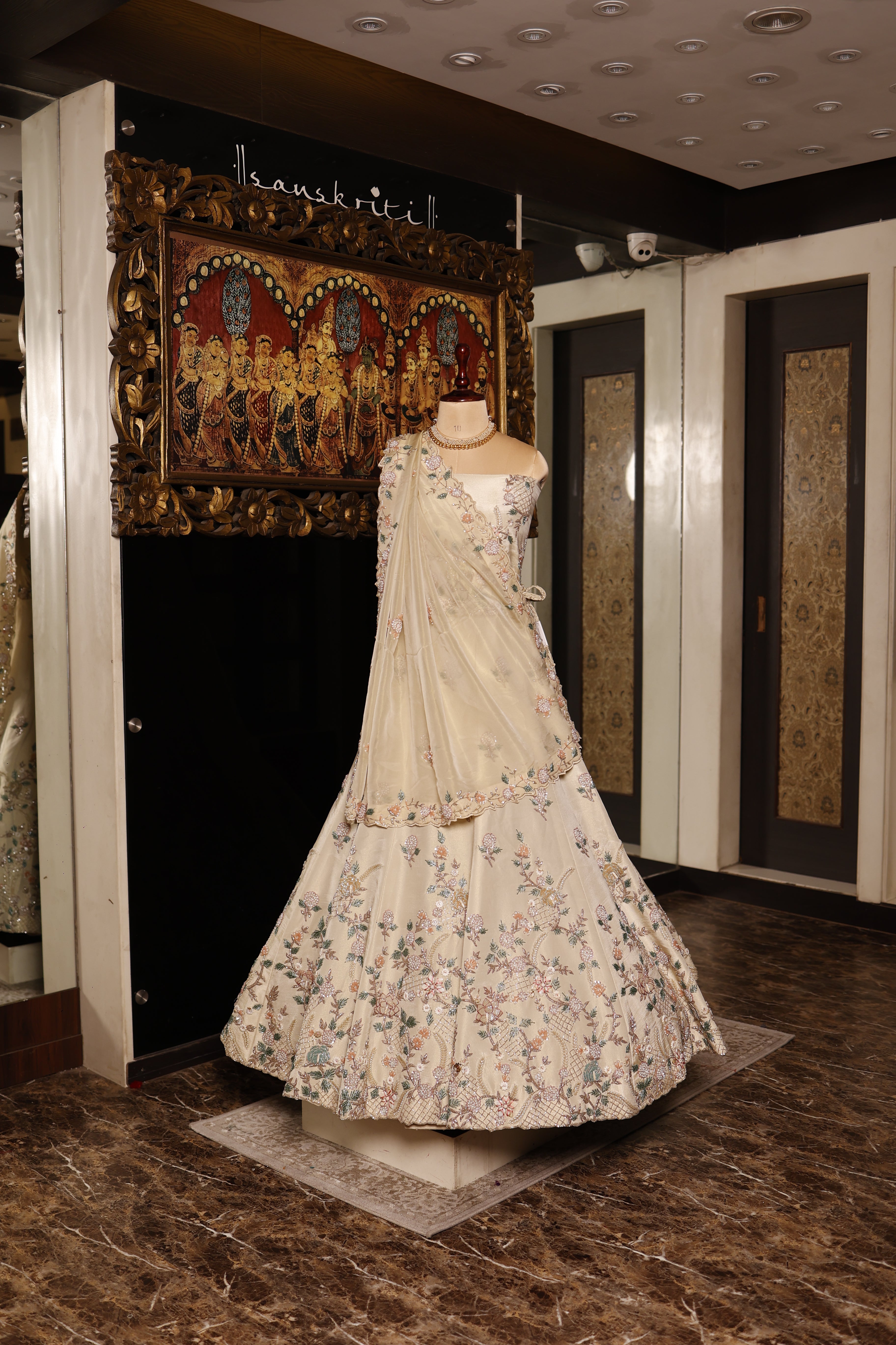 Designer Off White Raw Silk Party Wear Lehenga