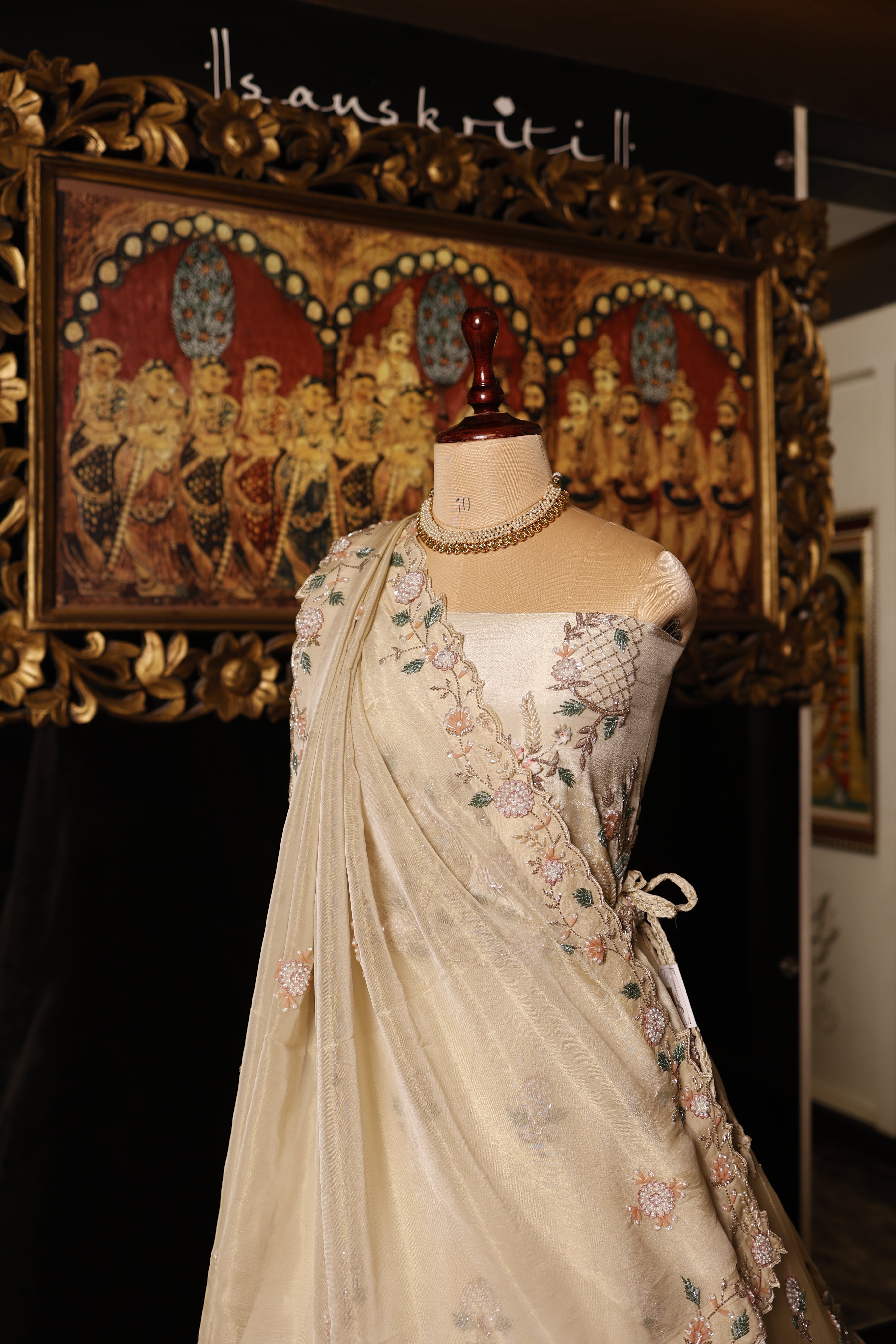 Designer Off White Raw Silk Party Wear Lehenga