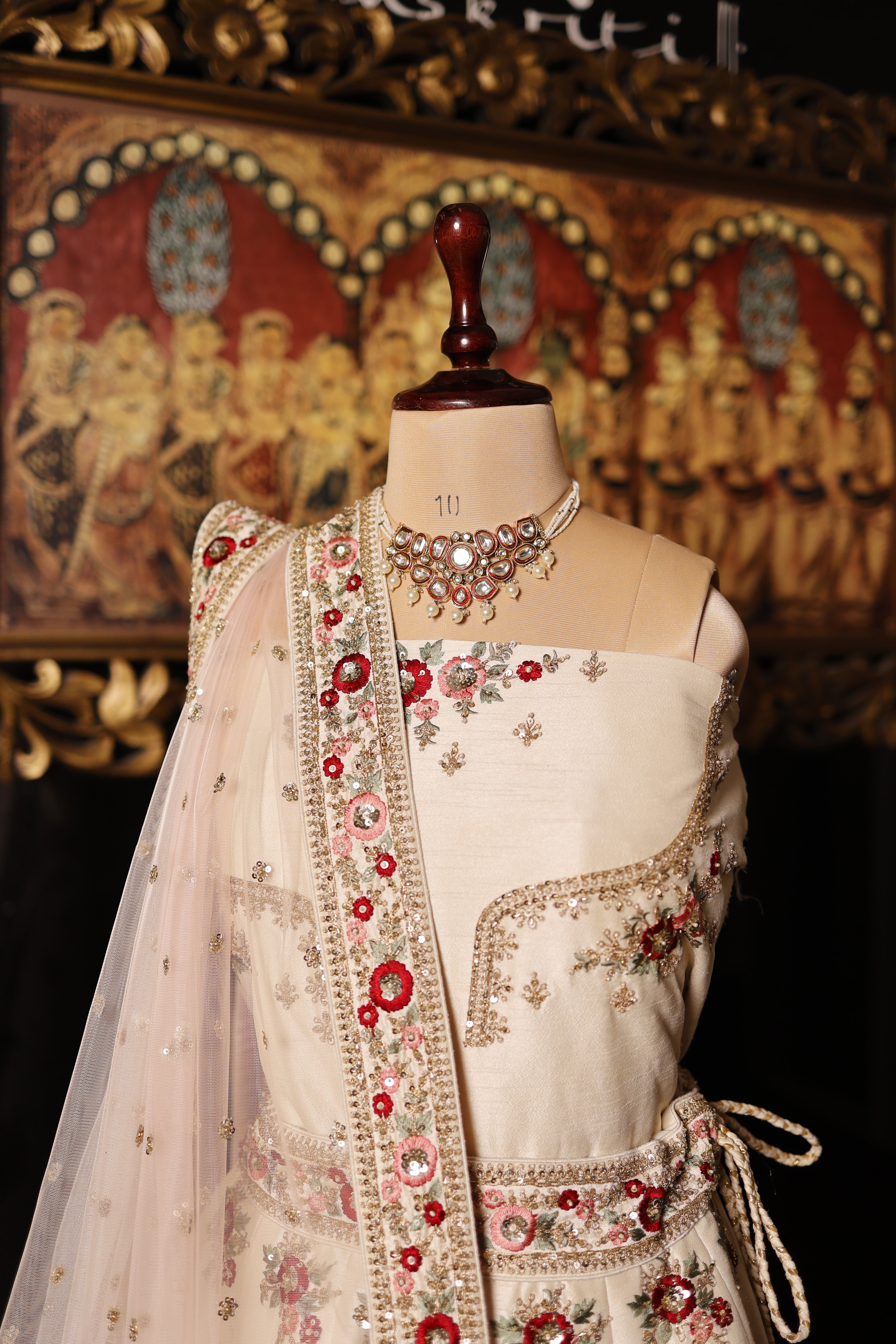 Designer Off White Raw Silk Party Wear Lehenga