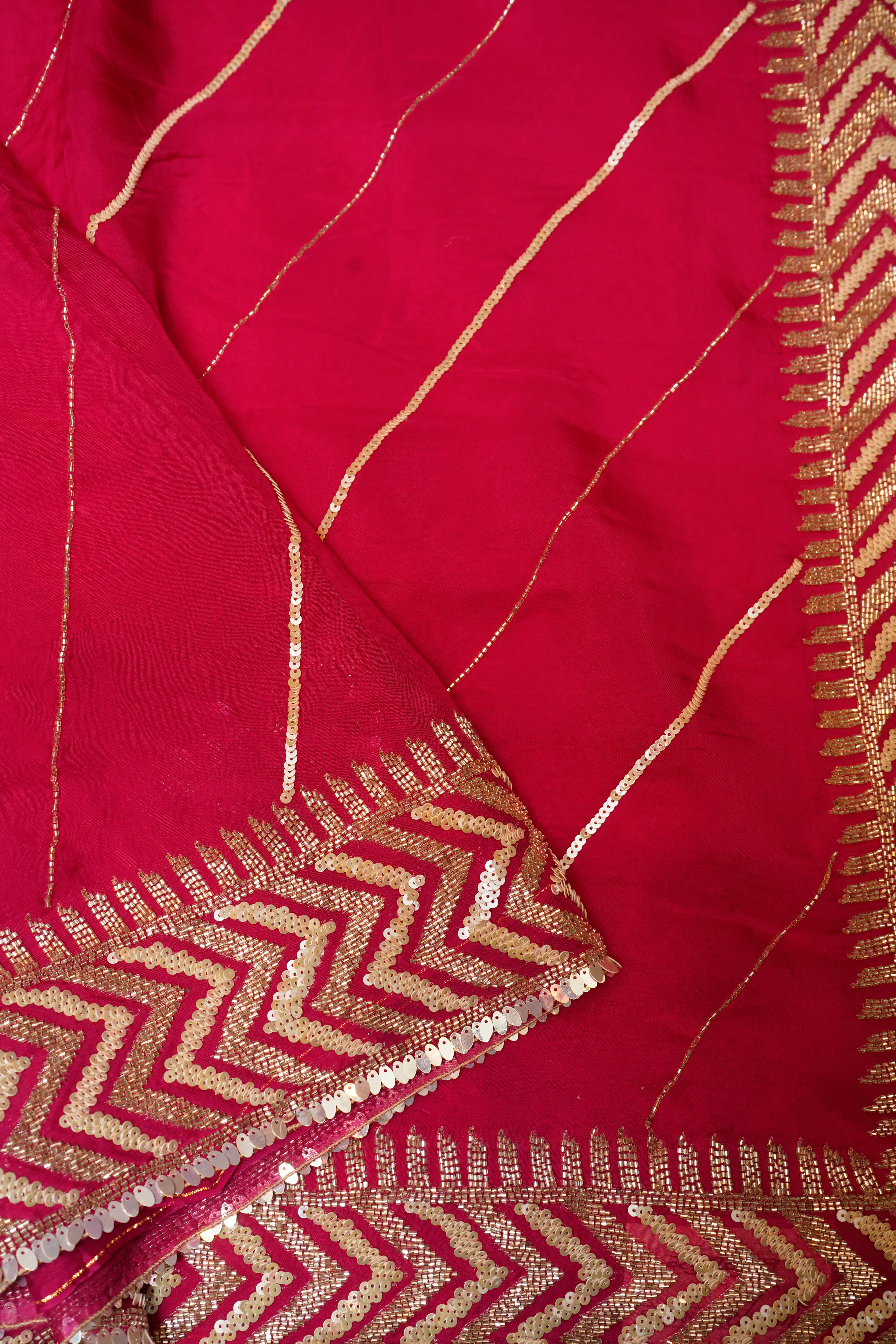 Designer Dark Pink Organza Saree