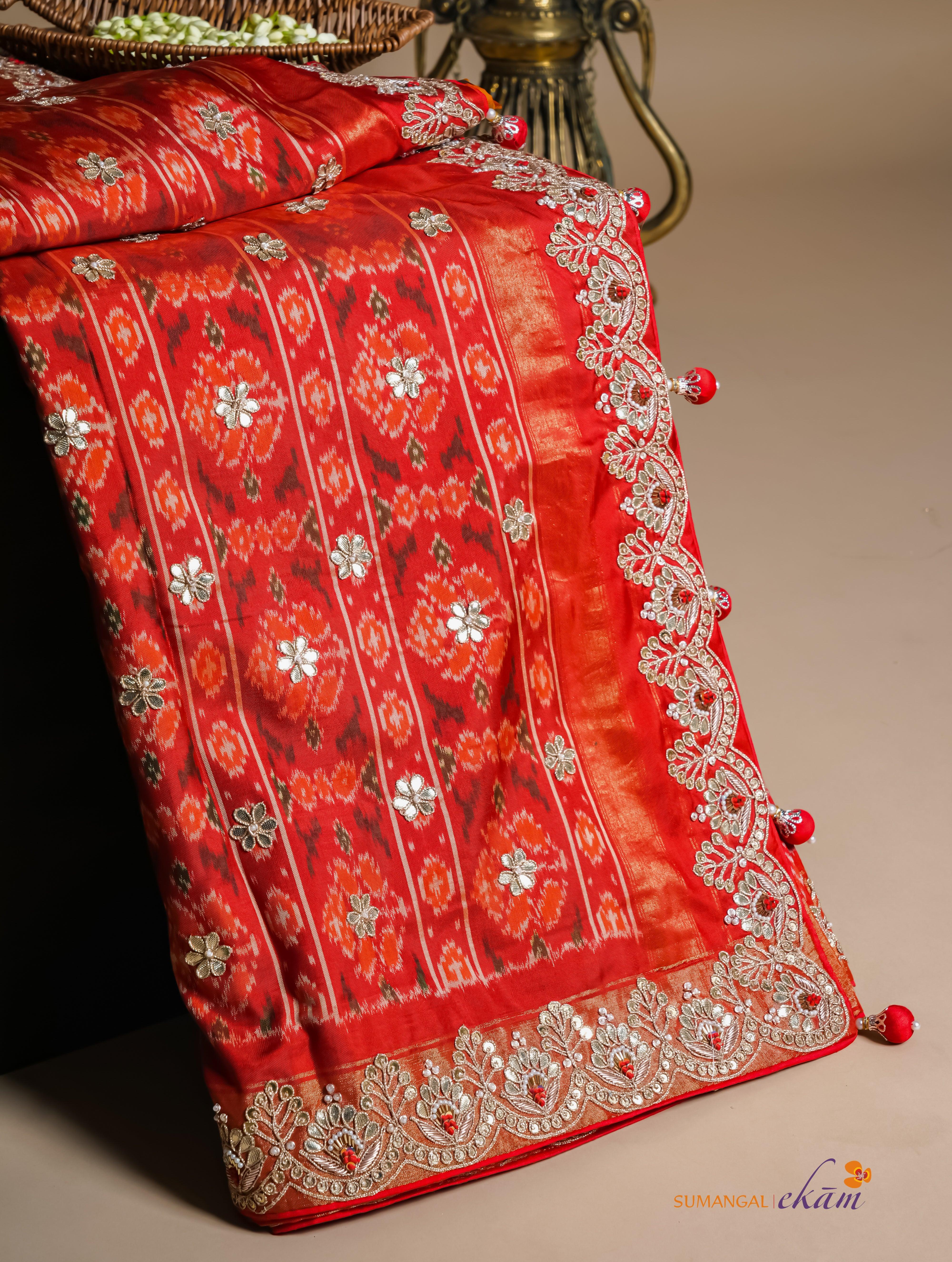 Designer Multi Color Katan Silk Saree - Sumangal Ekam
