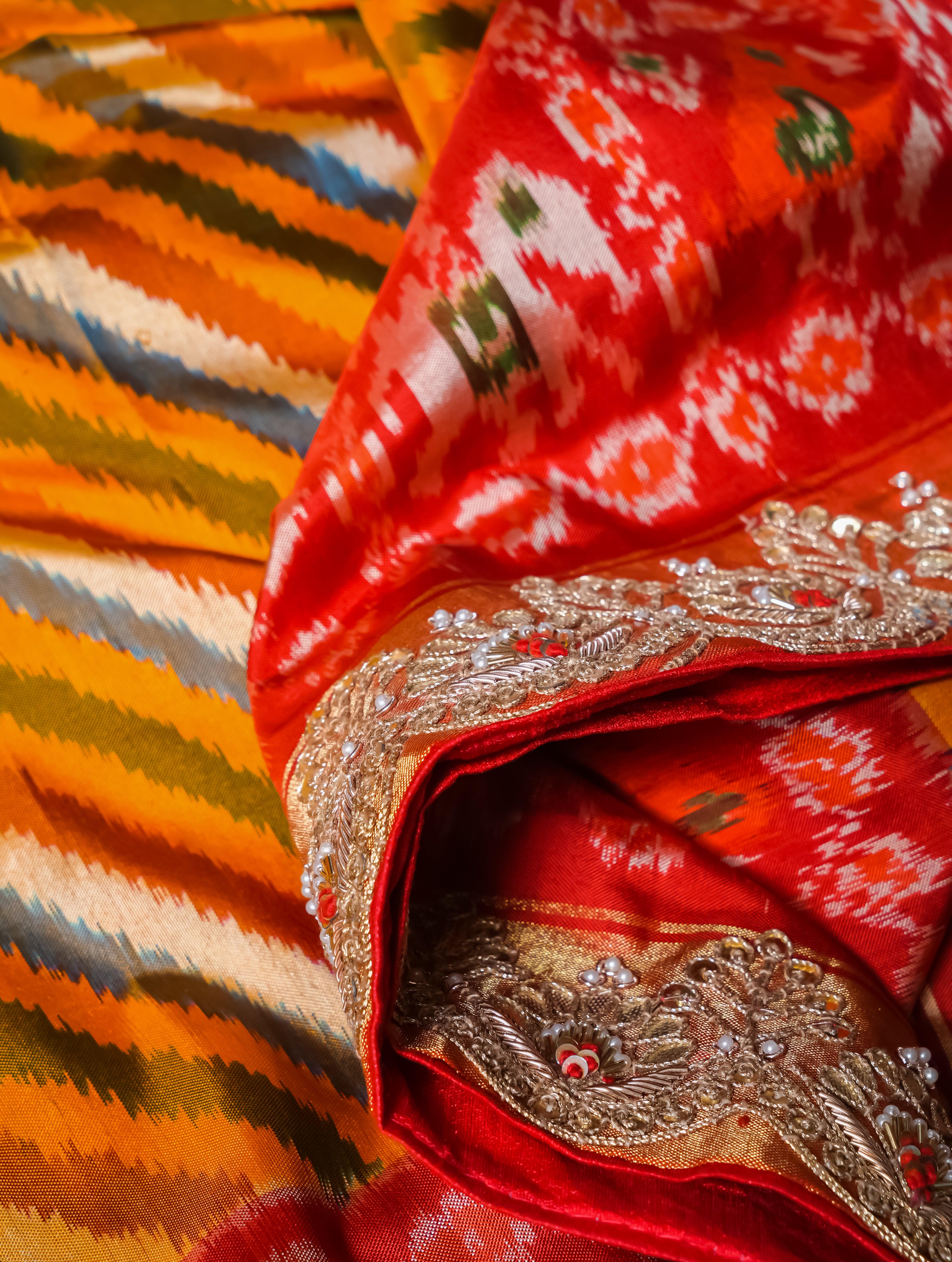 Designer Multi Color Katan Silk Saree - Sumangal Ekam