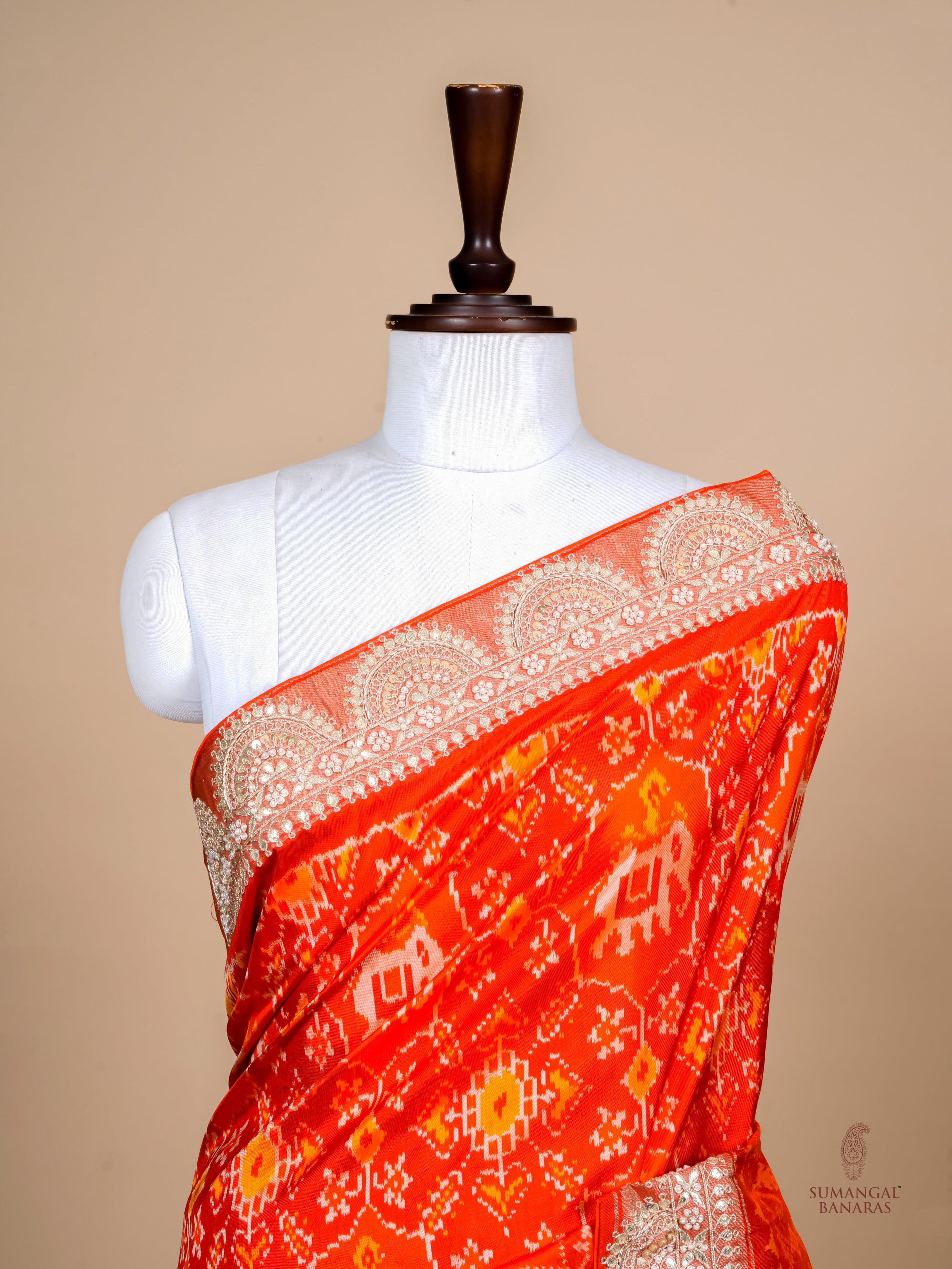 Handwoven Red Banarasi Patola Silk  Saree - Sumangal Ekam