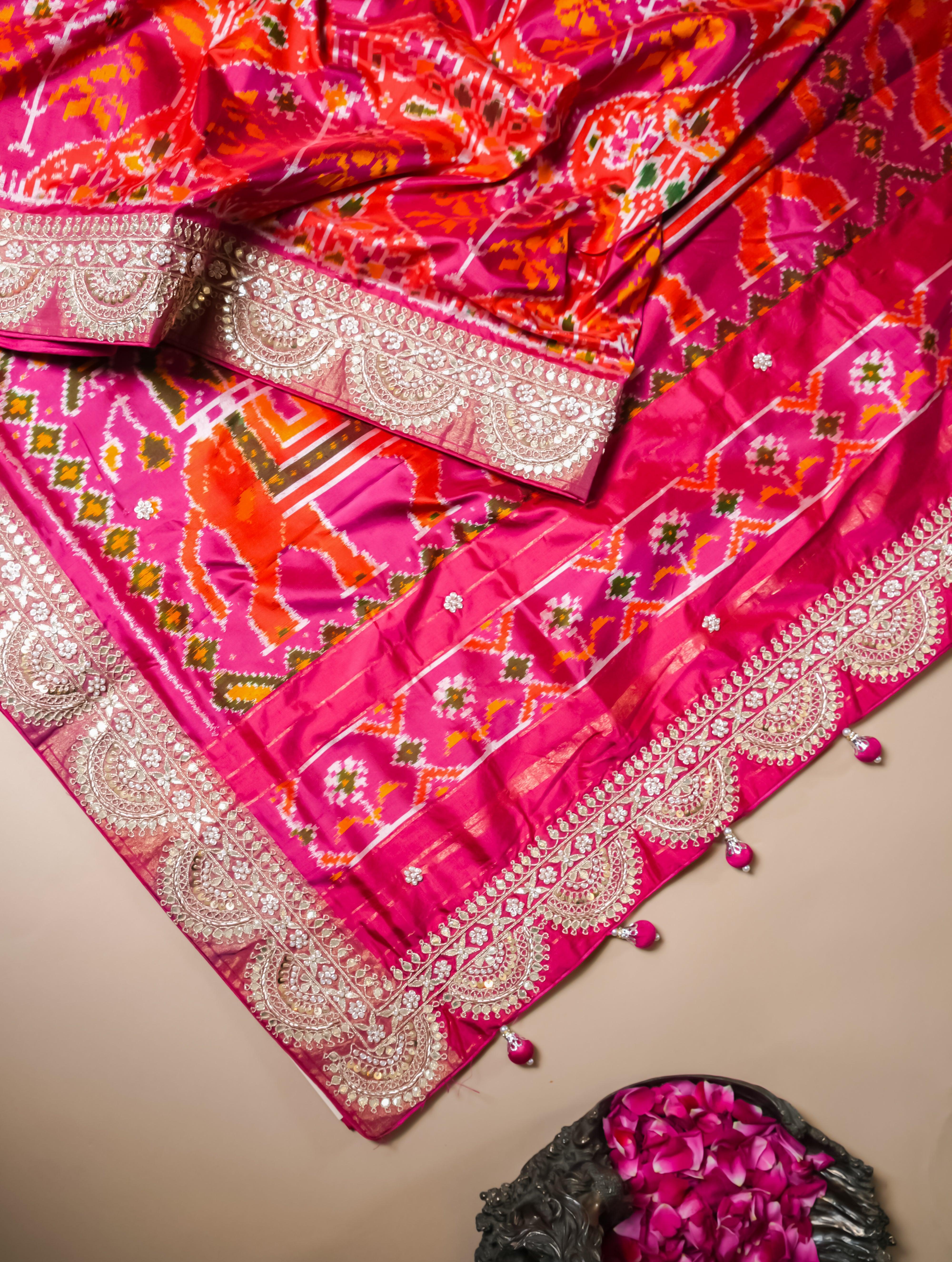 Designer Pink Banarasi Katan Silk Saree - Sumangal Ekam
