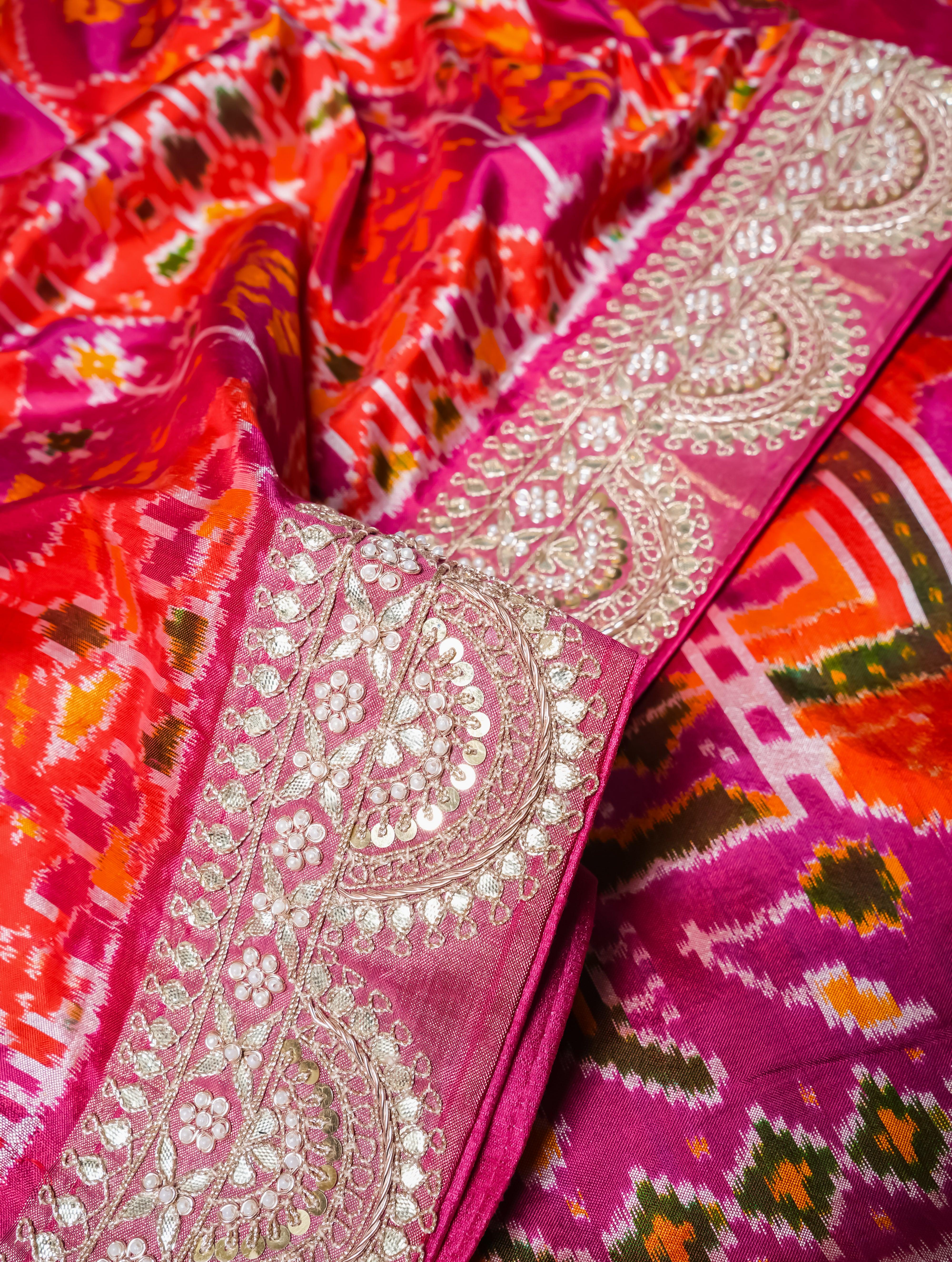Designer Pink Banarasi Katan Silk Saree - Sumangal Ekam