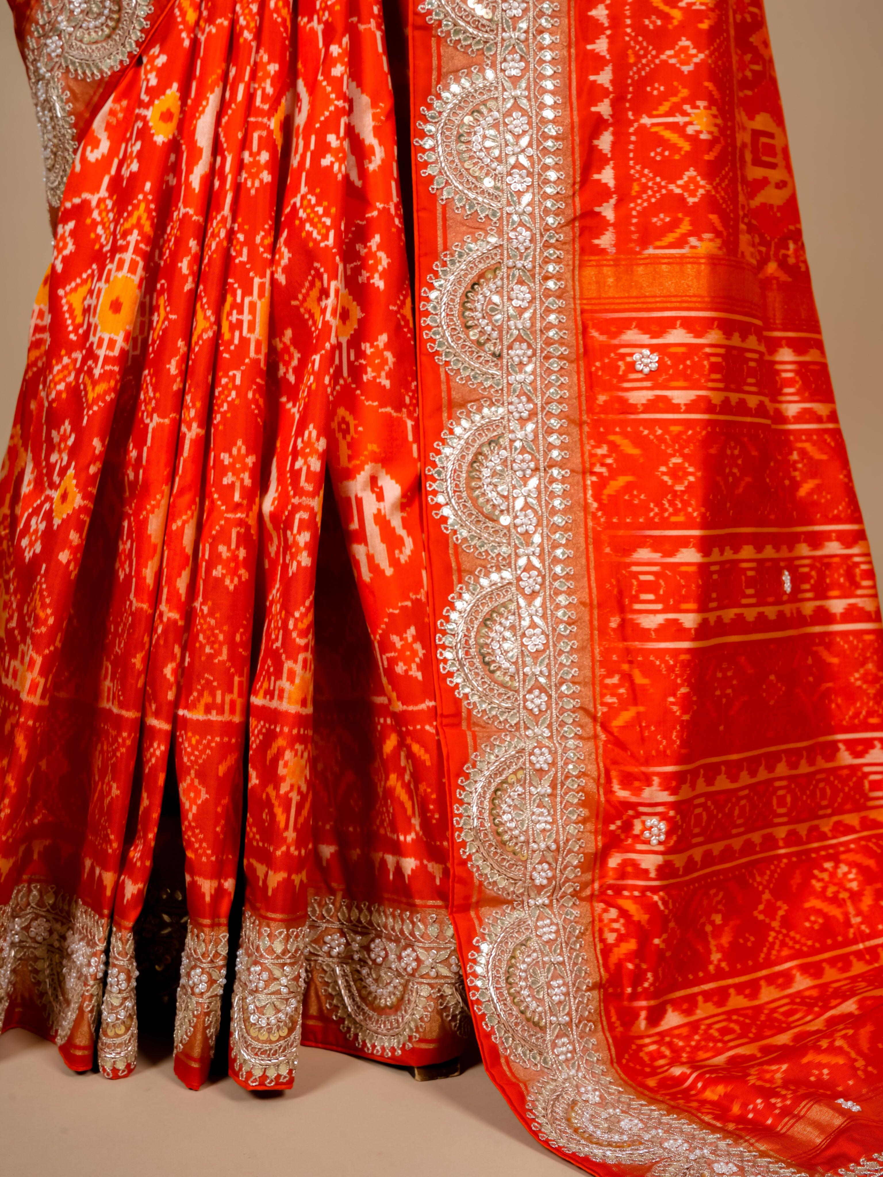 Handwoven Red Banarasi Patola Silk  Saree - Sumangal Ekam