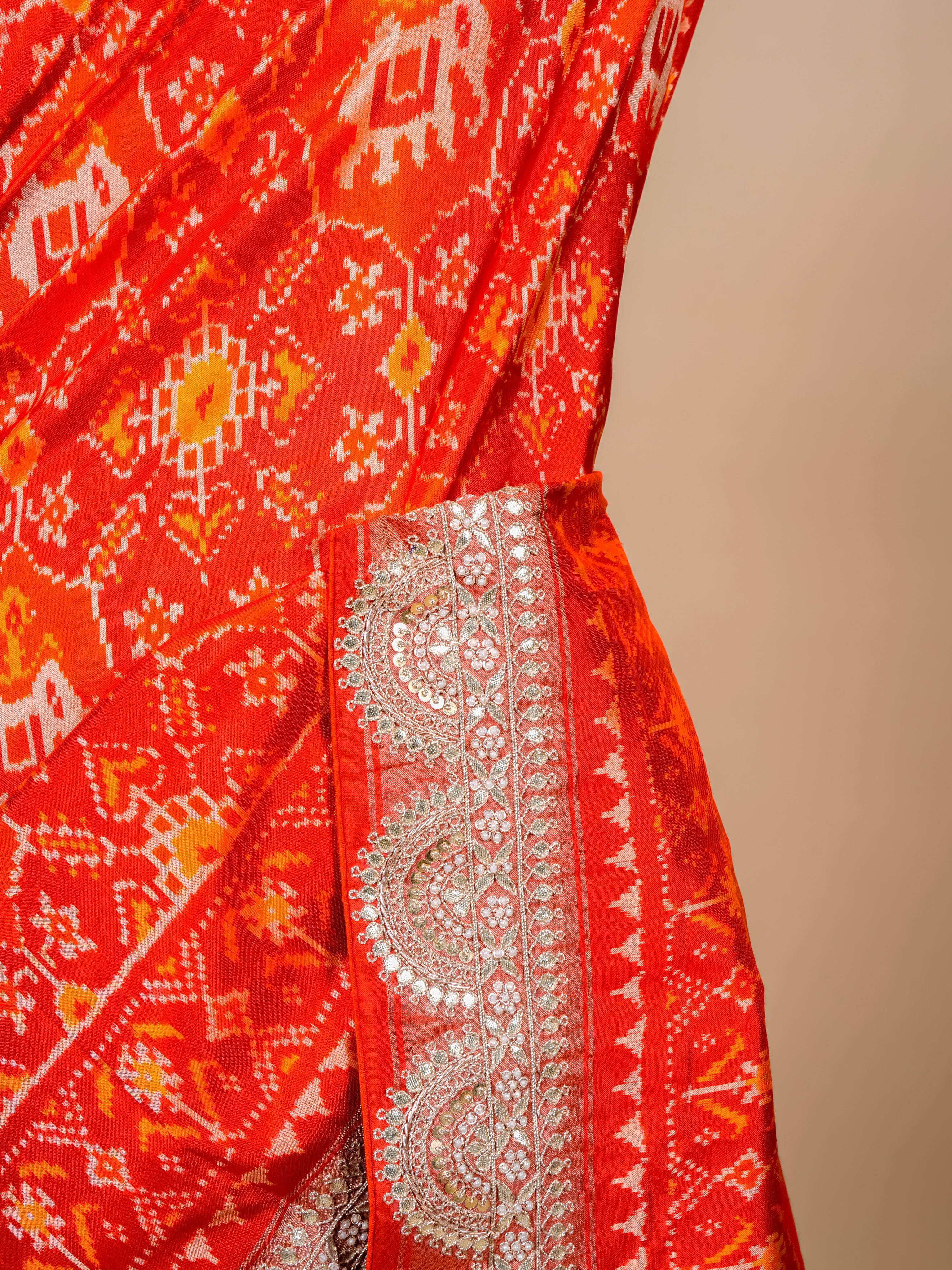 Handwoven Red Banarasi Patola Silk  Saree - Sumangal Ekam