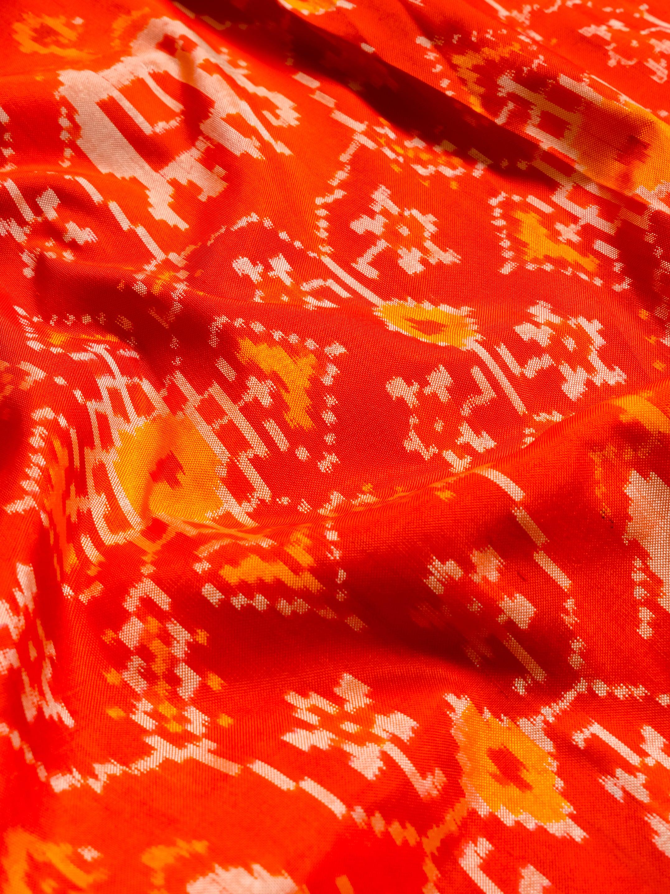 Handwoven Red Banarasi Patola Silk  Saree - Sumangal Ekam