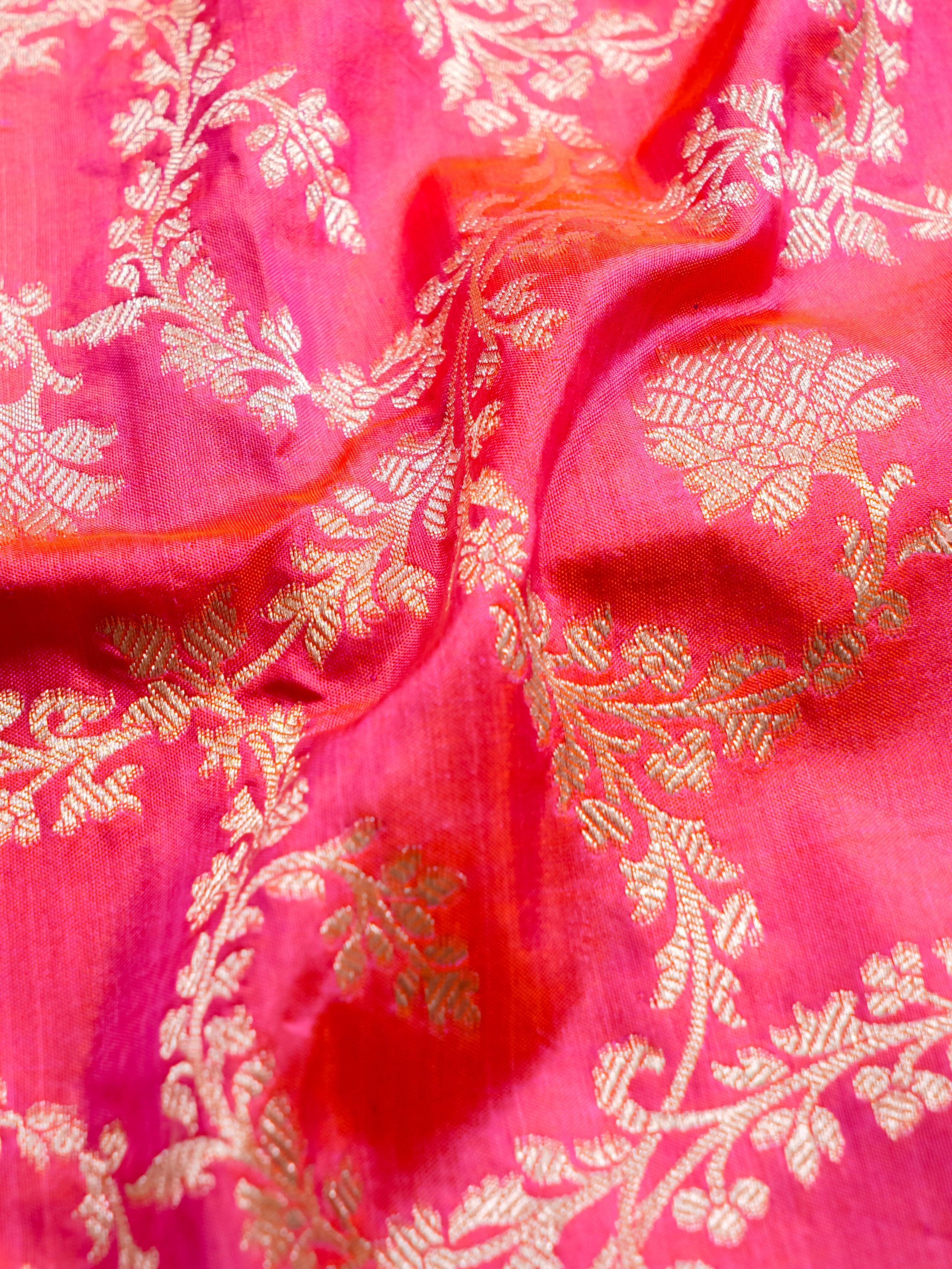 Handwoven Pink Banarasi Katan Silk Saree - Sumangal Ekam