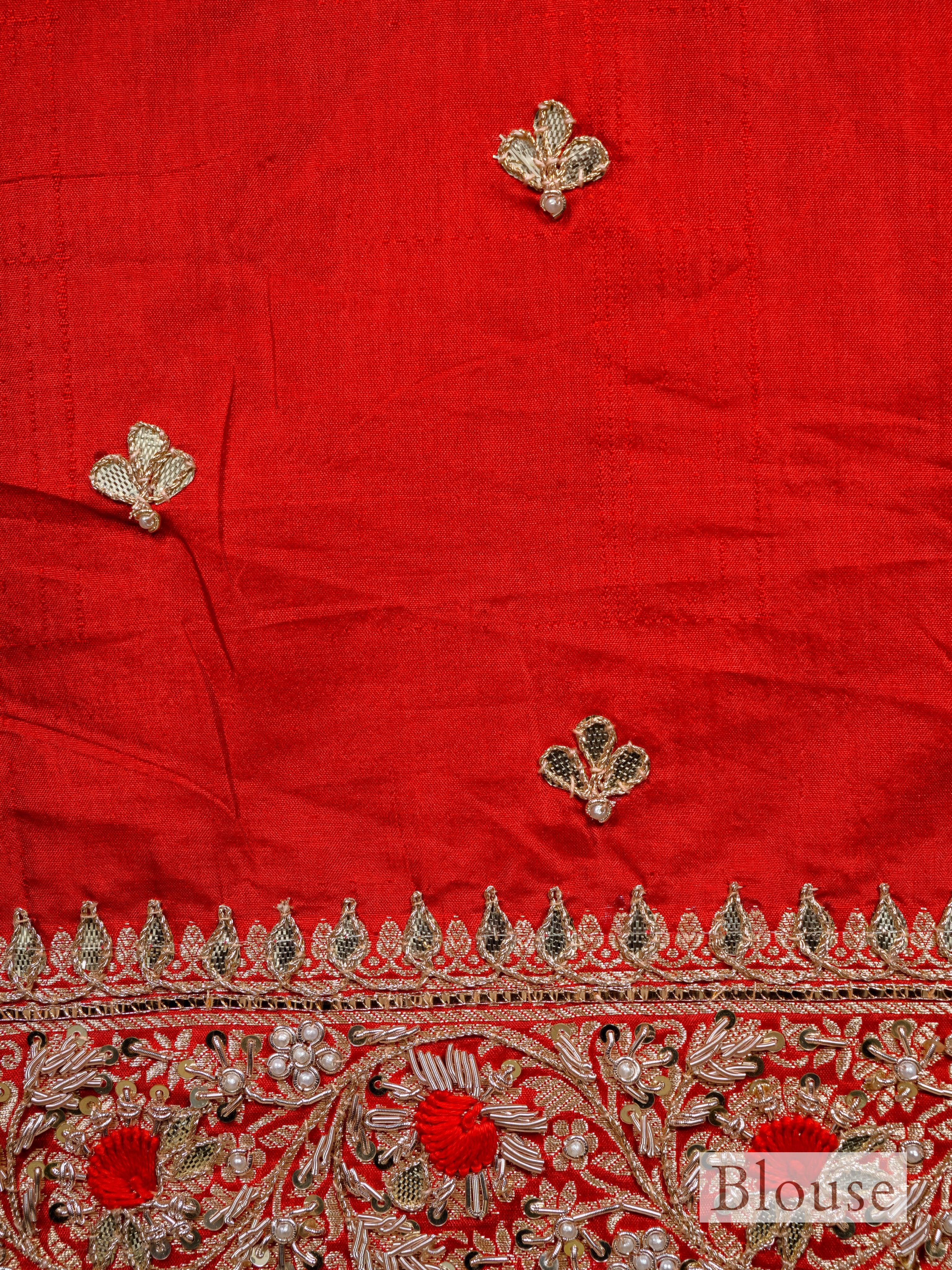 Handwoven Red Banarasi Katan Silk Saree - Sumangal Ekam