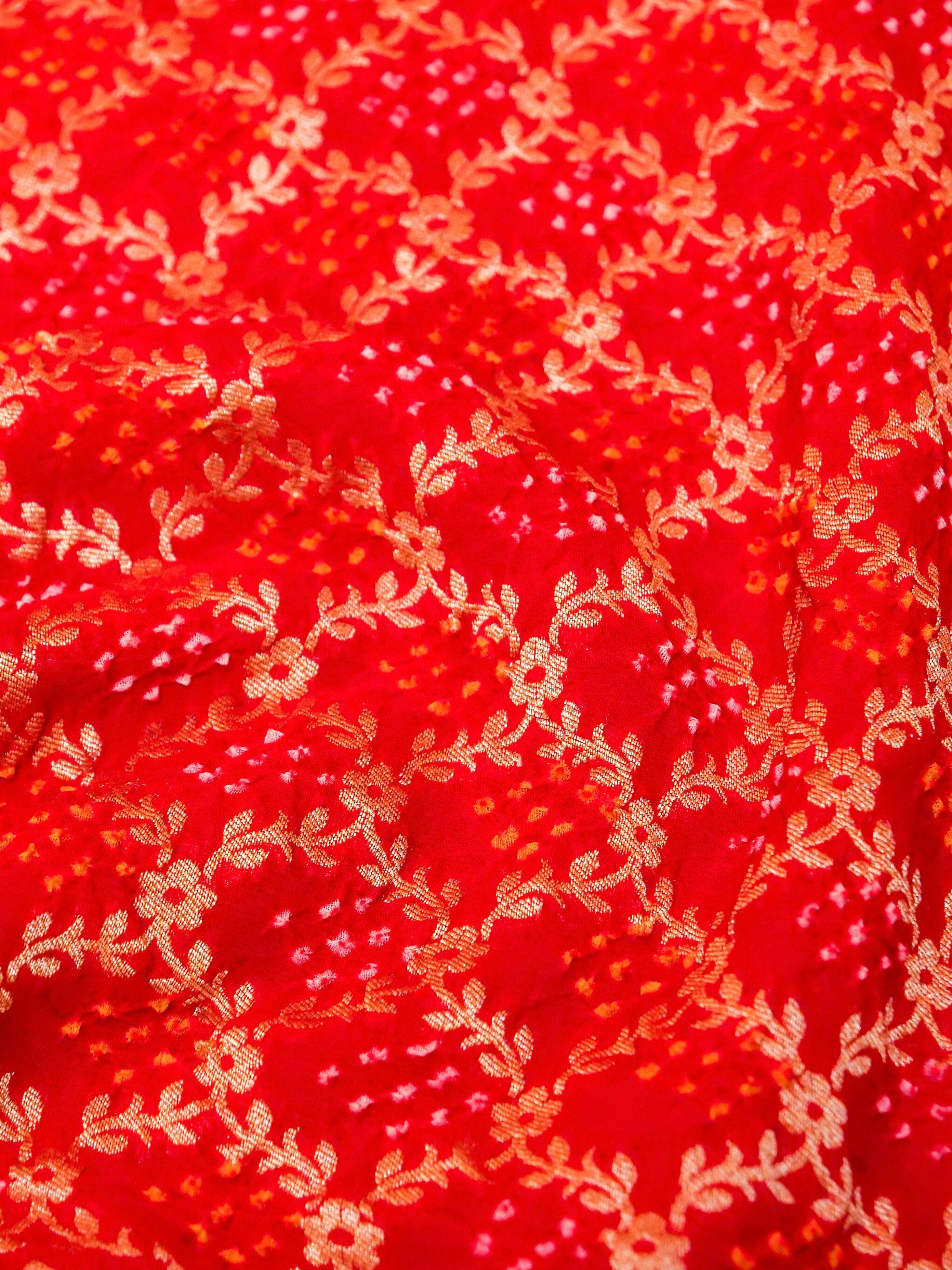 Handwoven Red Banarasi Georgette Silk Saree - Sumangal Ekam