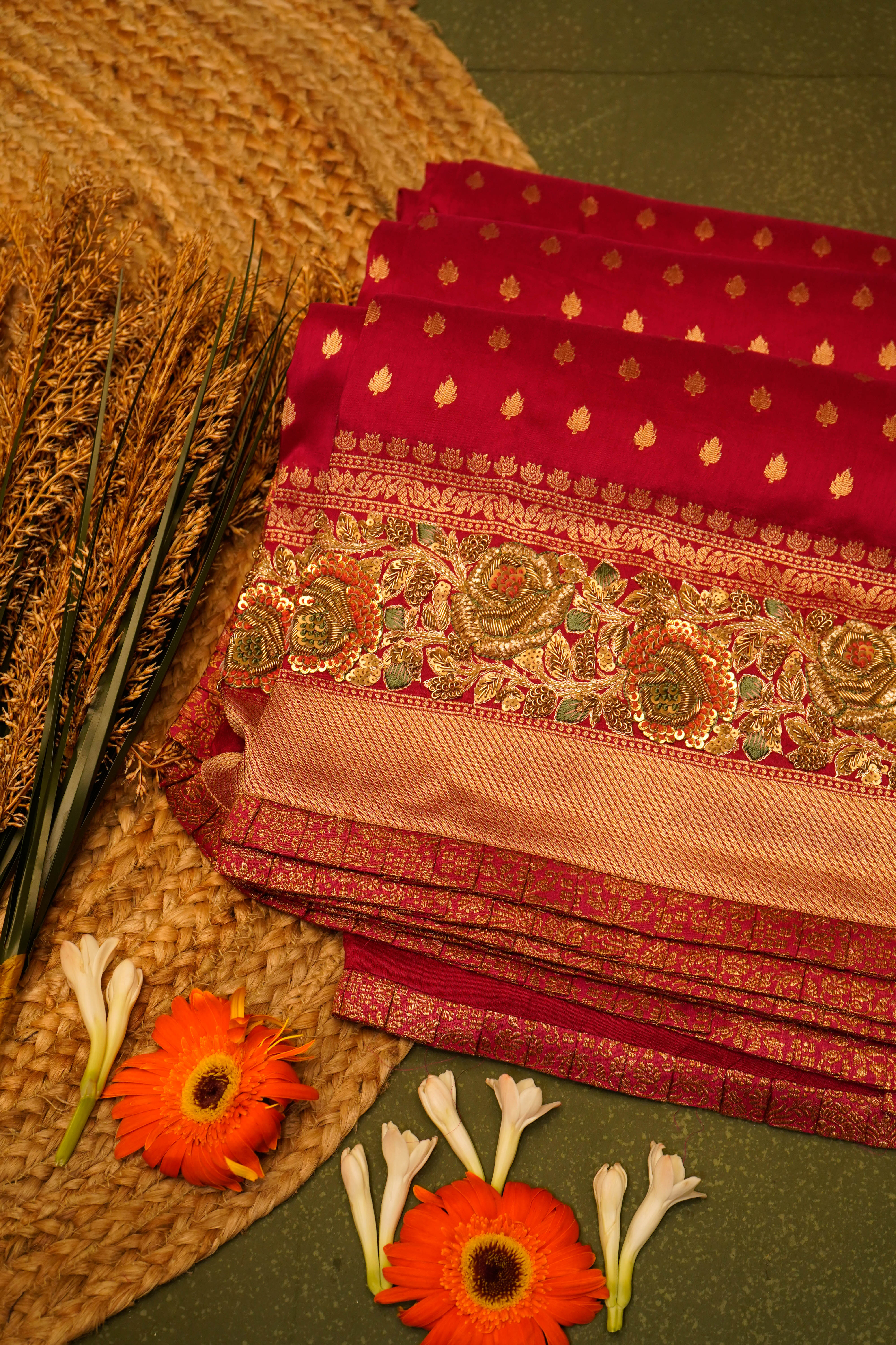 Designer Pink Munga Silk Saree