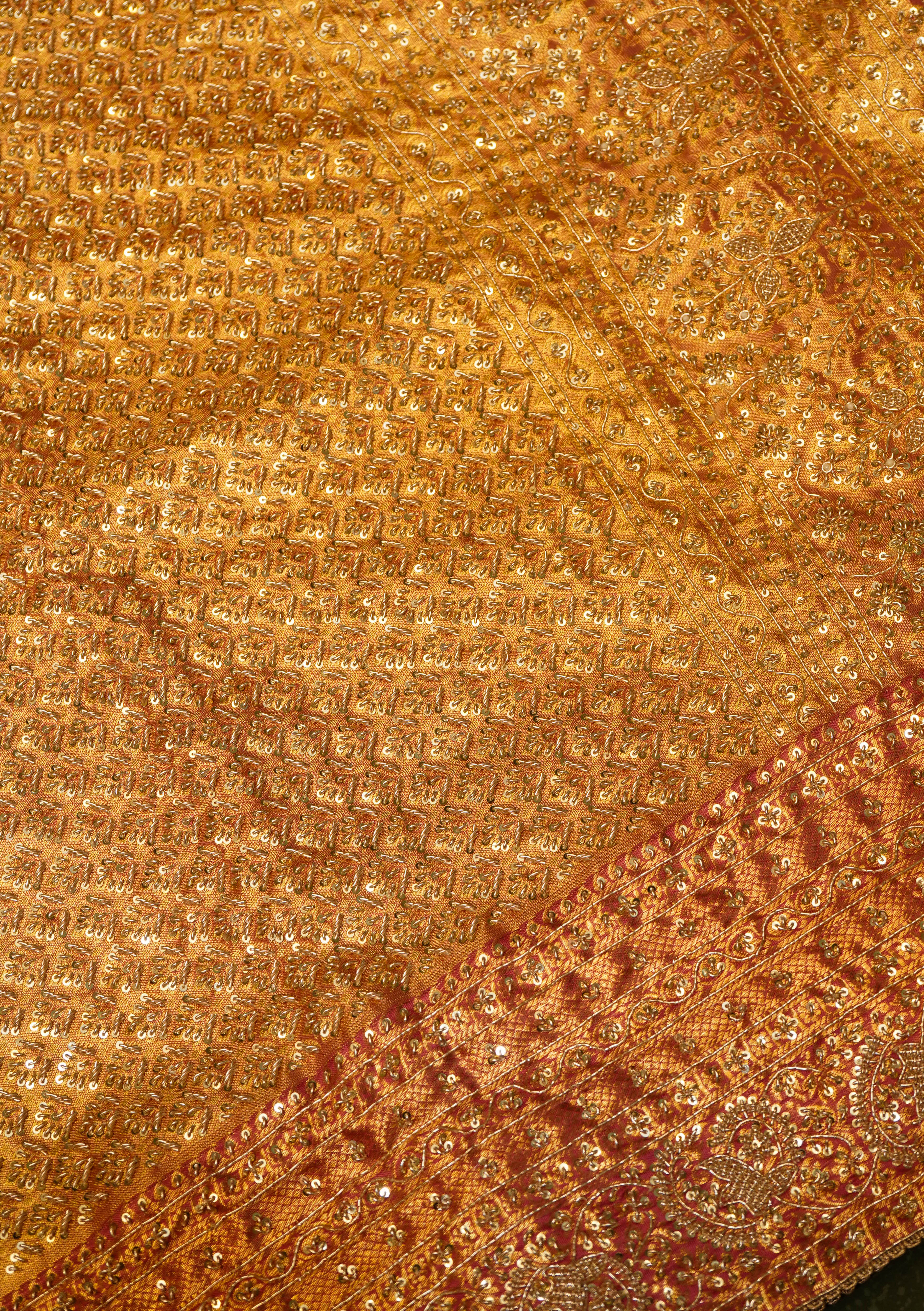 Designer Golden Katan Silk Saree