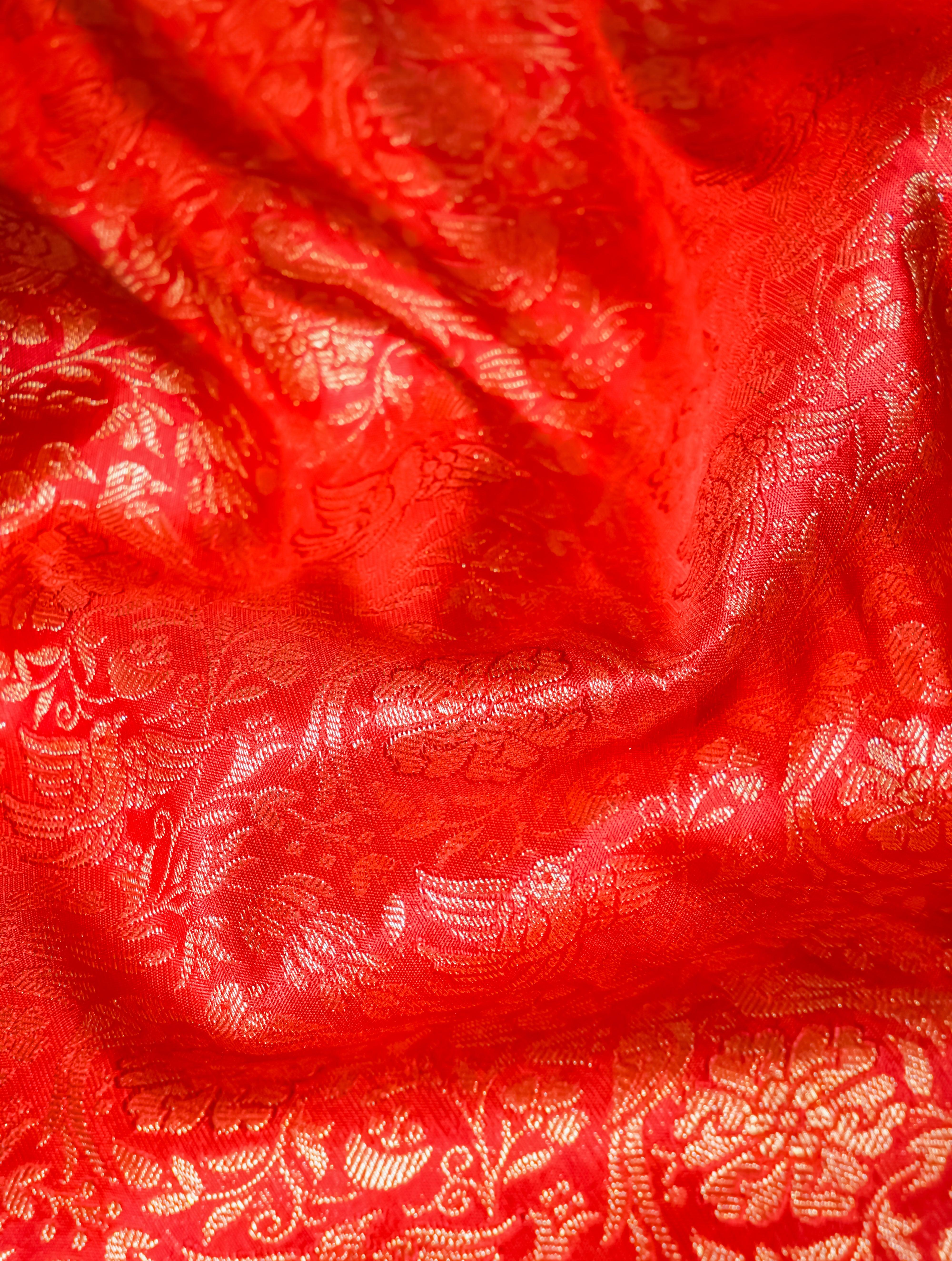 Designer Red Katan Silk Saree - Sumangal Ekam